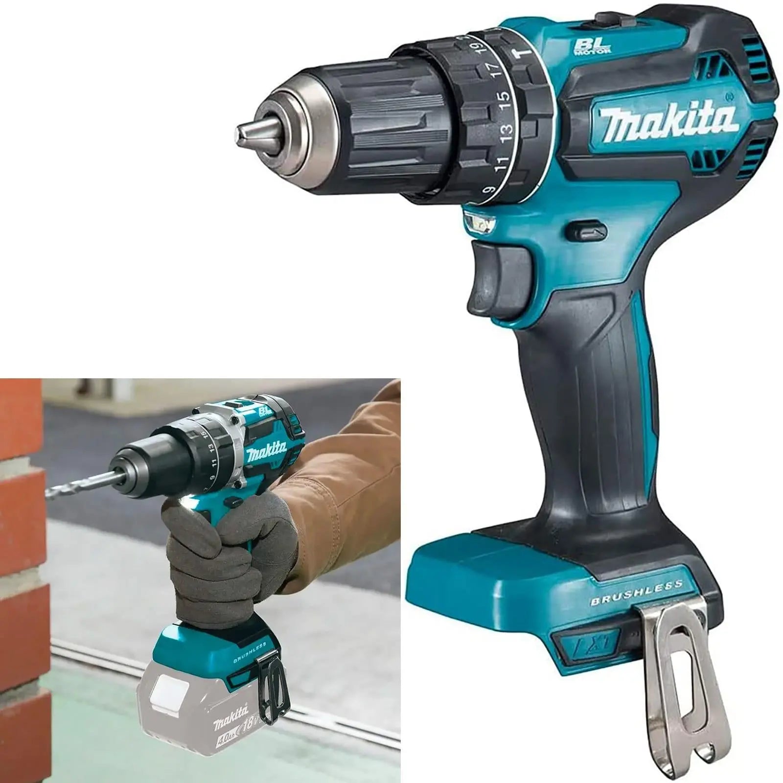 Makita Combi Drill Hammer Brushless 18V LXT Li-ion Cordless 2-Speed DHP485Z Body Only  White Rose Tools