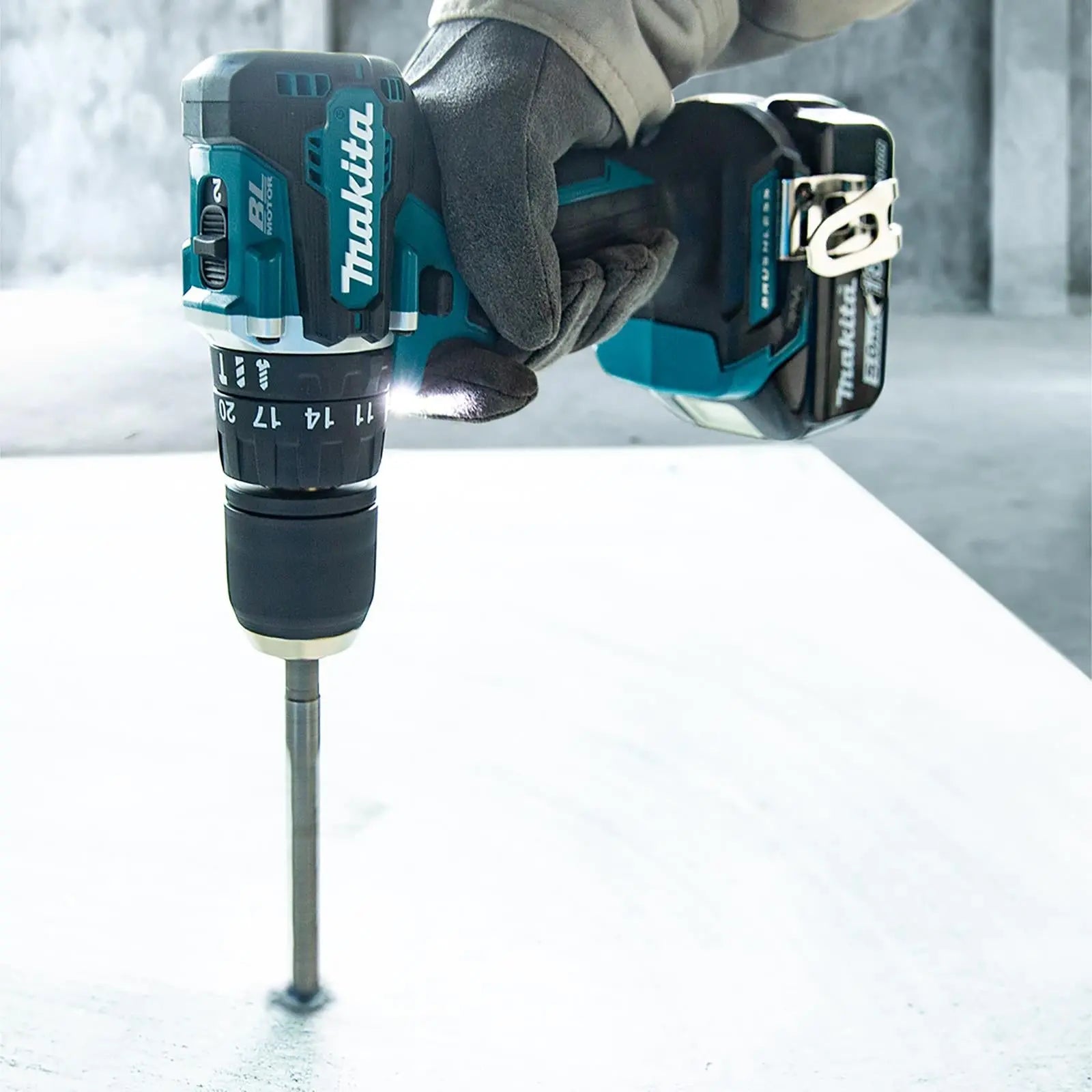Makita Combi Drill Hammer Driver 18V LXT Brushless Cordless DHP487Z Body Only  White Rose Tools