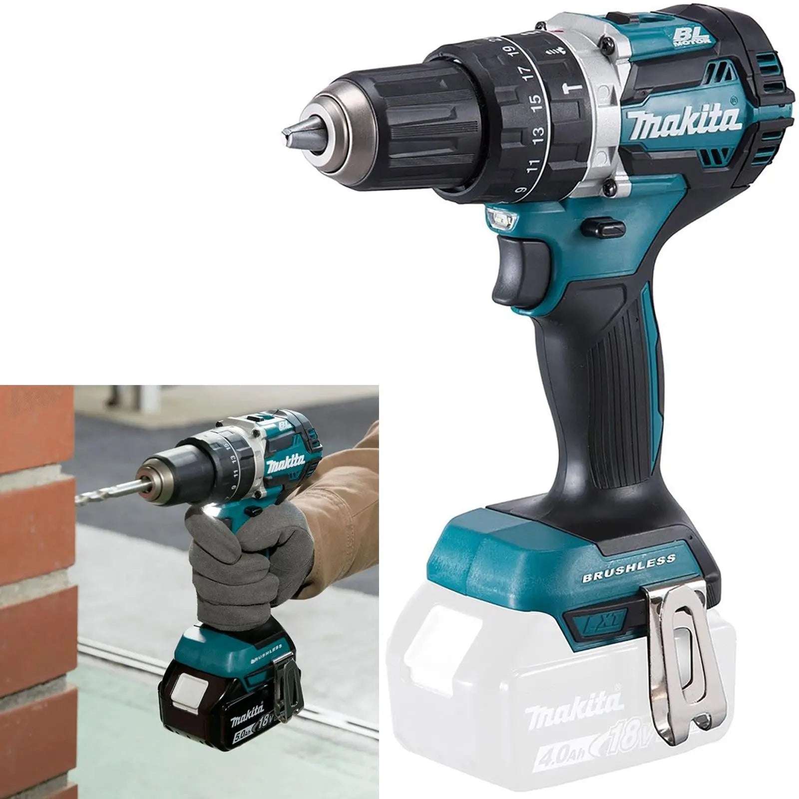 Makita Combi Drill Hammer Driver 18V LXT Li-ion Brushless Cordless DHP484Z Body Only  White Rose Tools