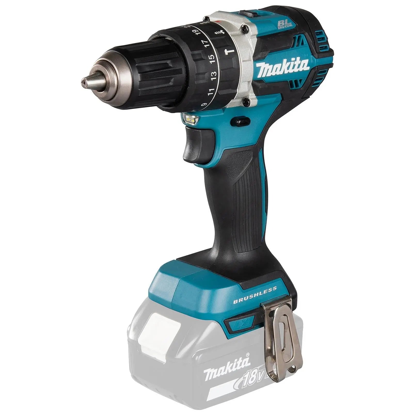 Makita Combi Drill Kit 18V LXT DHP484 with 5Ah Battery Charger 101pc Tool Set Cordless Brushless DHP484STX5  White Rose Tools