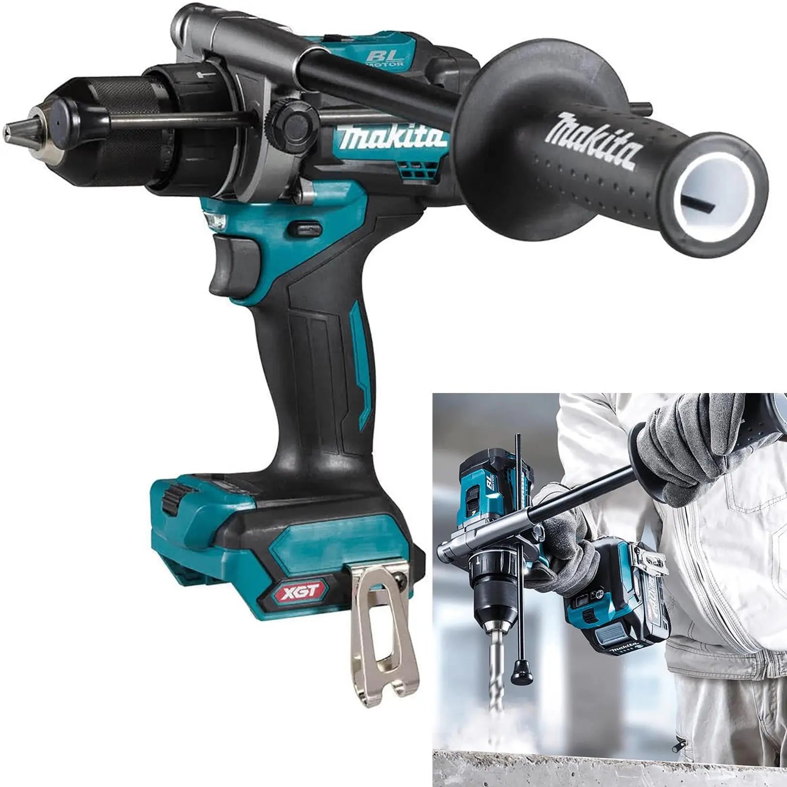Makita Combi Drill XGT 40V Max Li-ion Brushless Cordless HP001GZ Body Only  White Rose Tools