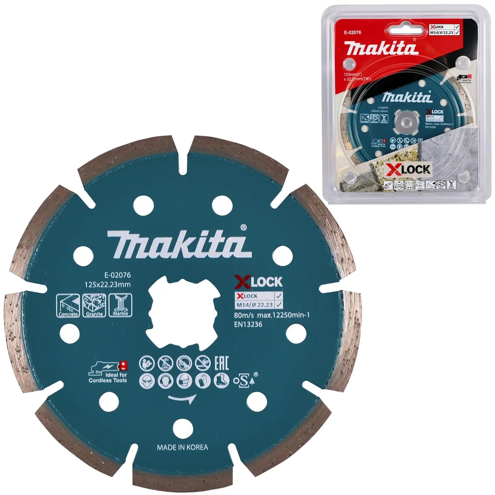 Makita Diamond Cutting Disc Wheel 125mm X-LOCK for Concrete Granite Marble E-02076  White Rose Tools