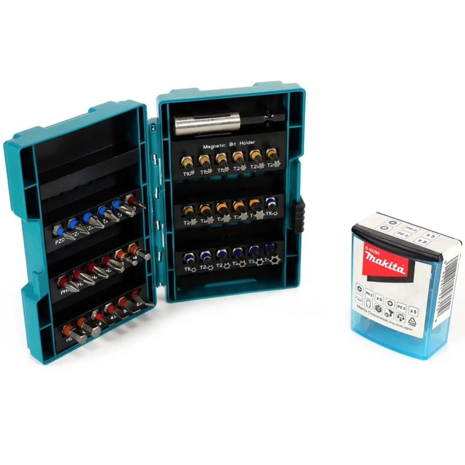 Makita Drill Screwdriver Bit Set Makpac Case Tool Box HSS Wood Phillips Pozi Slotted Torx 66pc  White Rose Tools