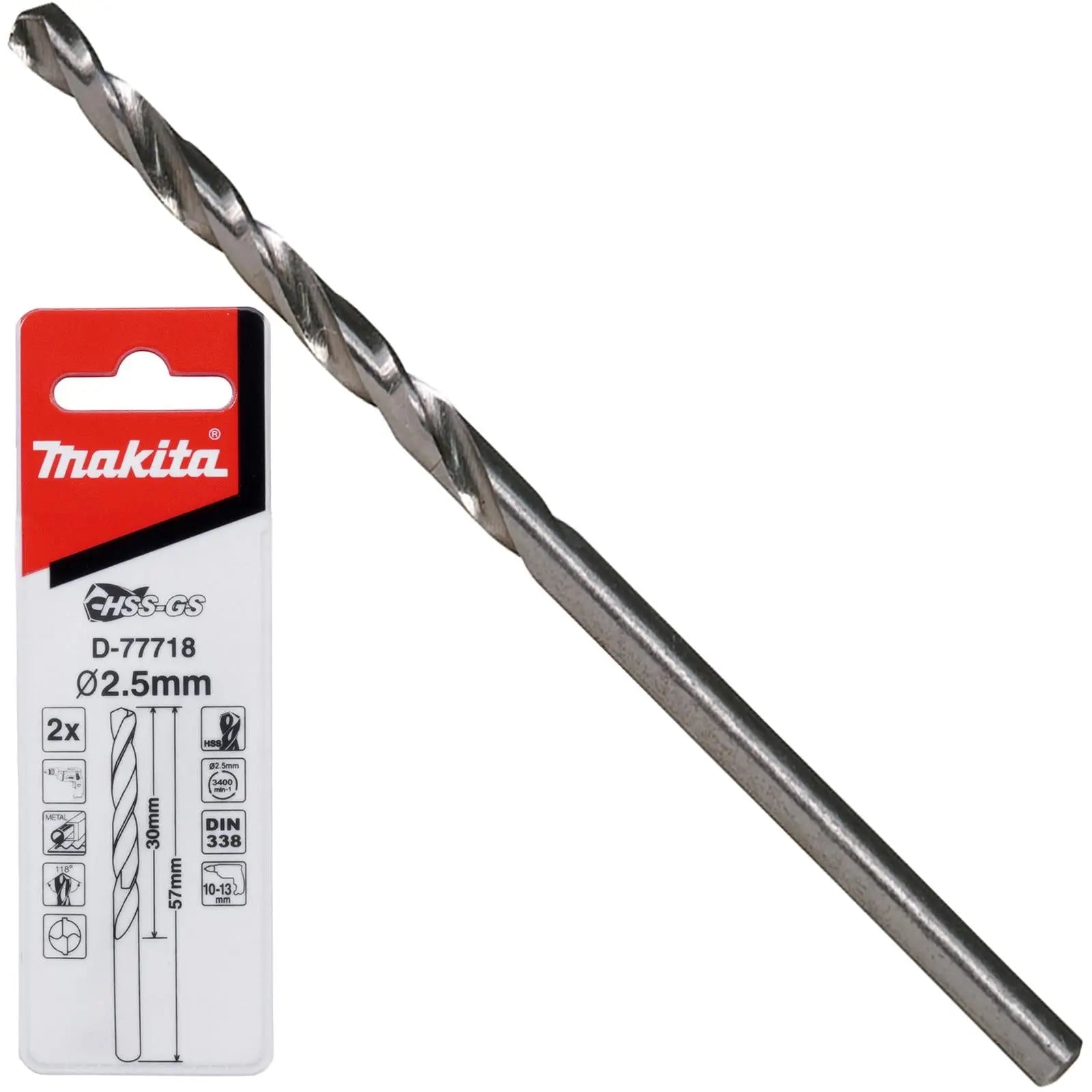 Makita HSS-GS Metal Drill Bit 135° Split Point 1.0-16.0mm Choose Size  White Rose Tools
