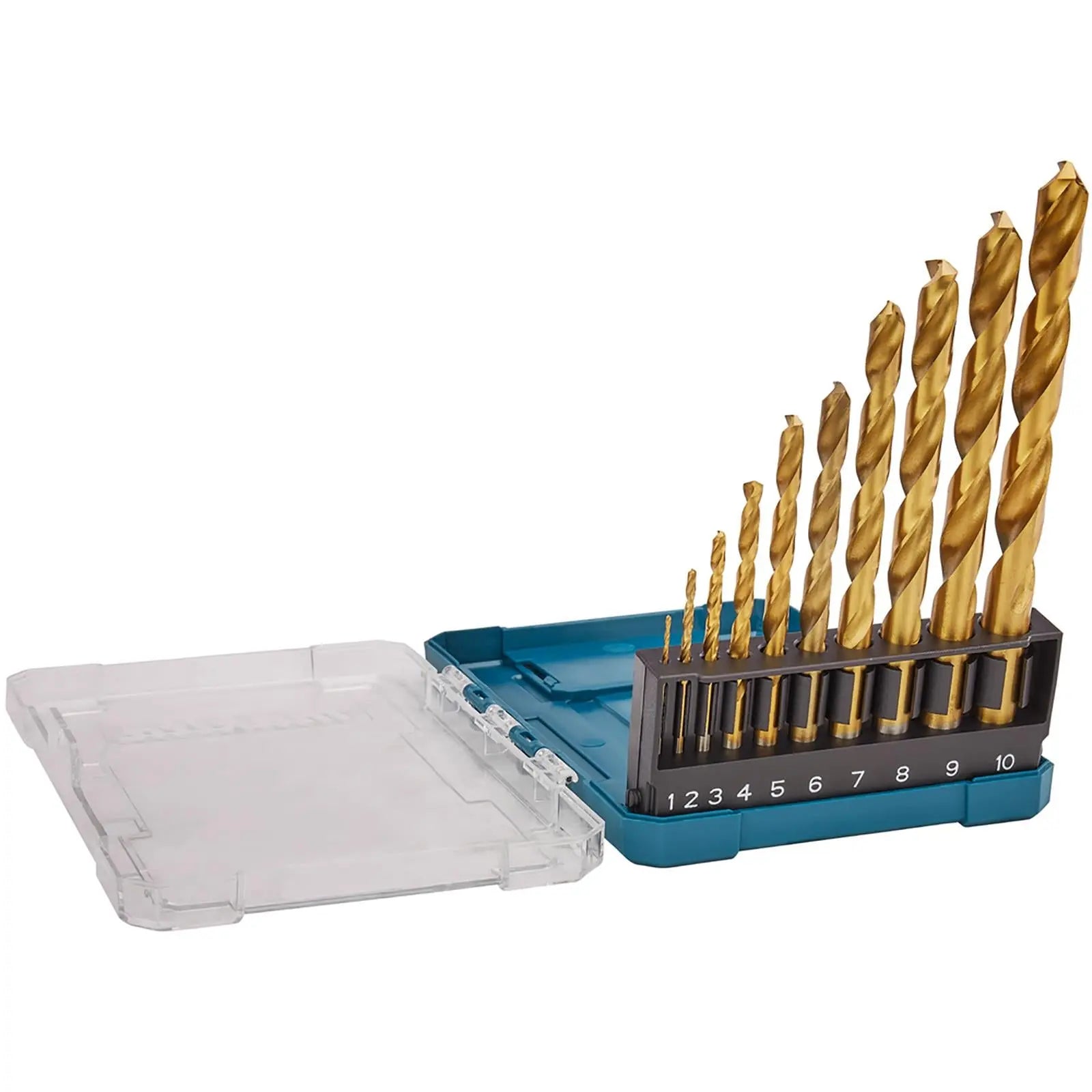 Makita HSS TiN Drill Bit Set Steel Metal Wood Iron Titanium Nitride 1-10mm 10pc  White Rose Tools