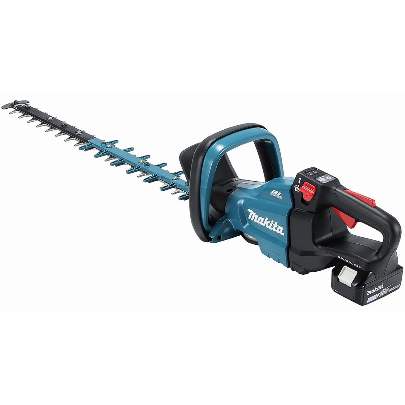 Makita Hedge Trimmer Kit 60cm 18V LXT Li-ion Brushless Cordless 5Ah Battery and Charger Garden Bush Cutter Cutting DUH601RT  White Rose Tools