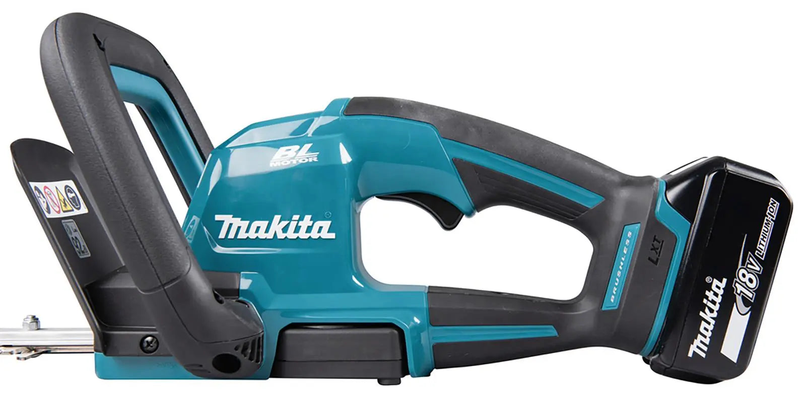 Makita Hedge Trimmer Kit 60cm 18V LXT Li-ion Brushless Cordless 5Ah Battery and Charger Garden Bush Cutter Cutting DUH606RT  White Rose Tools