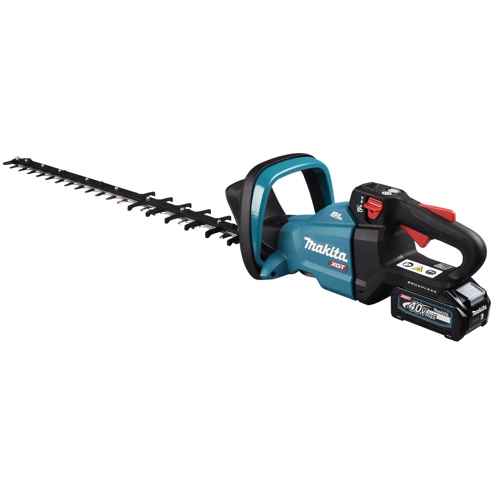 Makita Hedge Trimmer Kit 75cm 40V XGT Li-ion Brushless Cordless 2 x 2.5Ah Battery and Rapid Charger Garden Bush Cutter Cutting UH007GD201  White Rose Tools