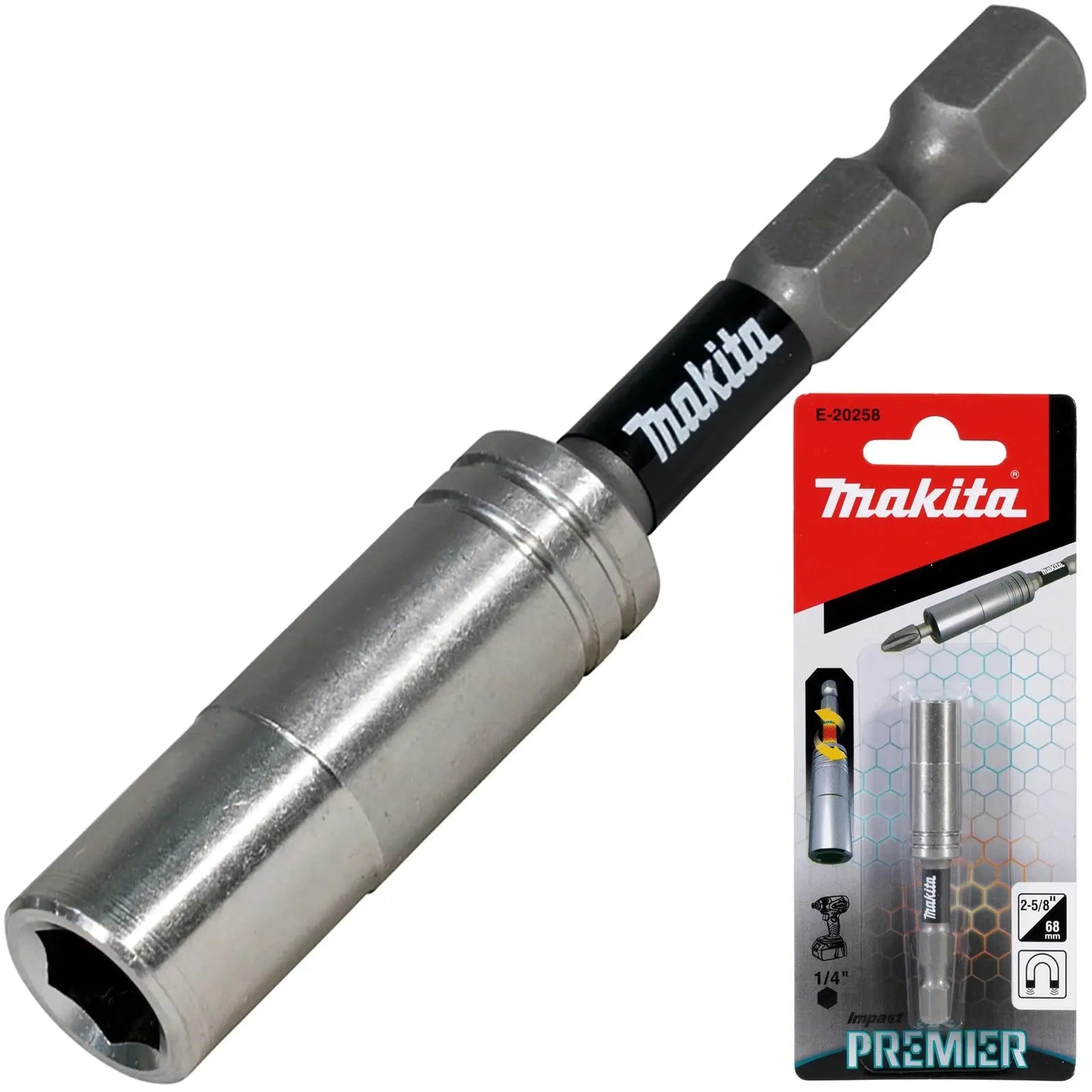 Makita Impact Bit Holder Premier Magnetic 1/4" Hex Drive Choose Size  White Rose Tools