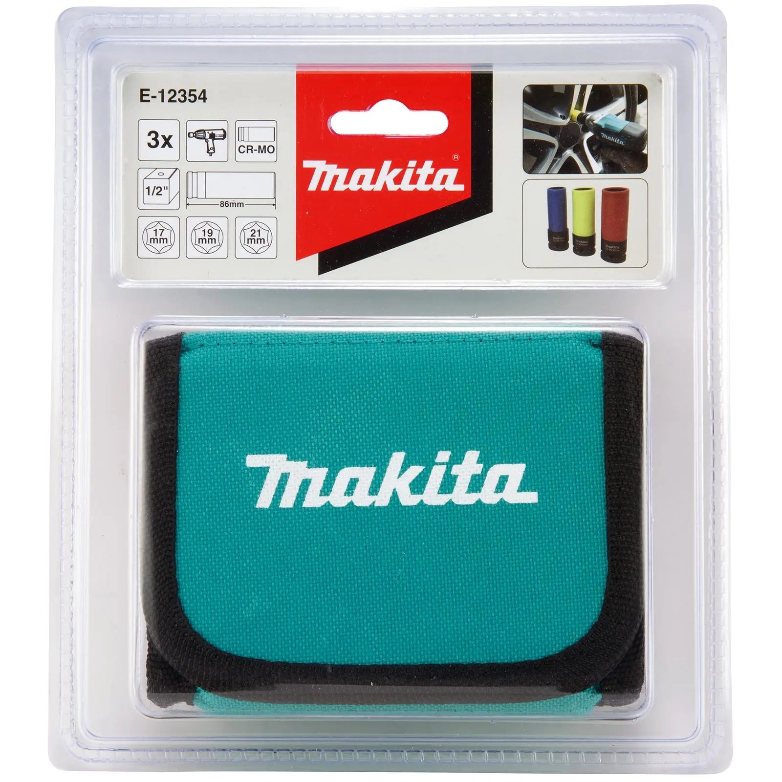 Makita Impact Deep Socket Set for Alloy Wheel Nuts 3 Piece 17mm 19mm 21mm E-12354  White Rose Tools