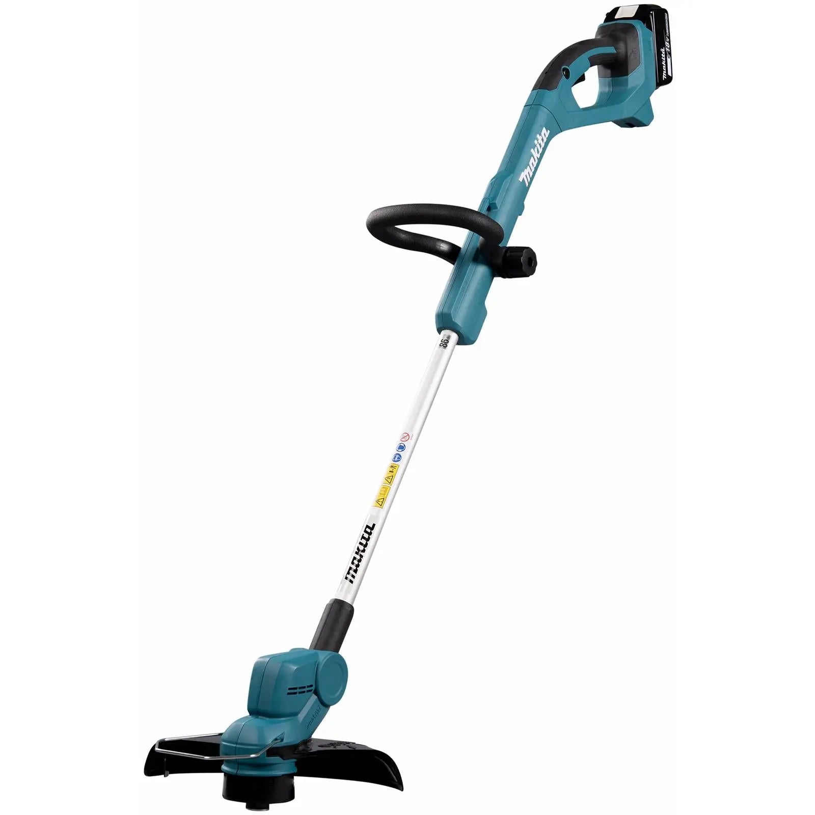 Makita Line Trimmer Strimmer Kit 18V LXT Telescopic Shaft Cordless Garden Lawn Strimming 5Ah Battery and Charger DUR193RT  White Rose Tools