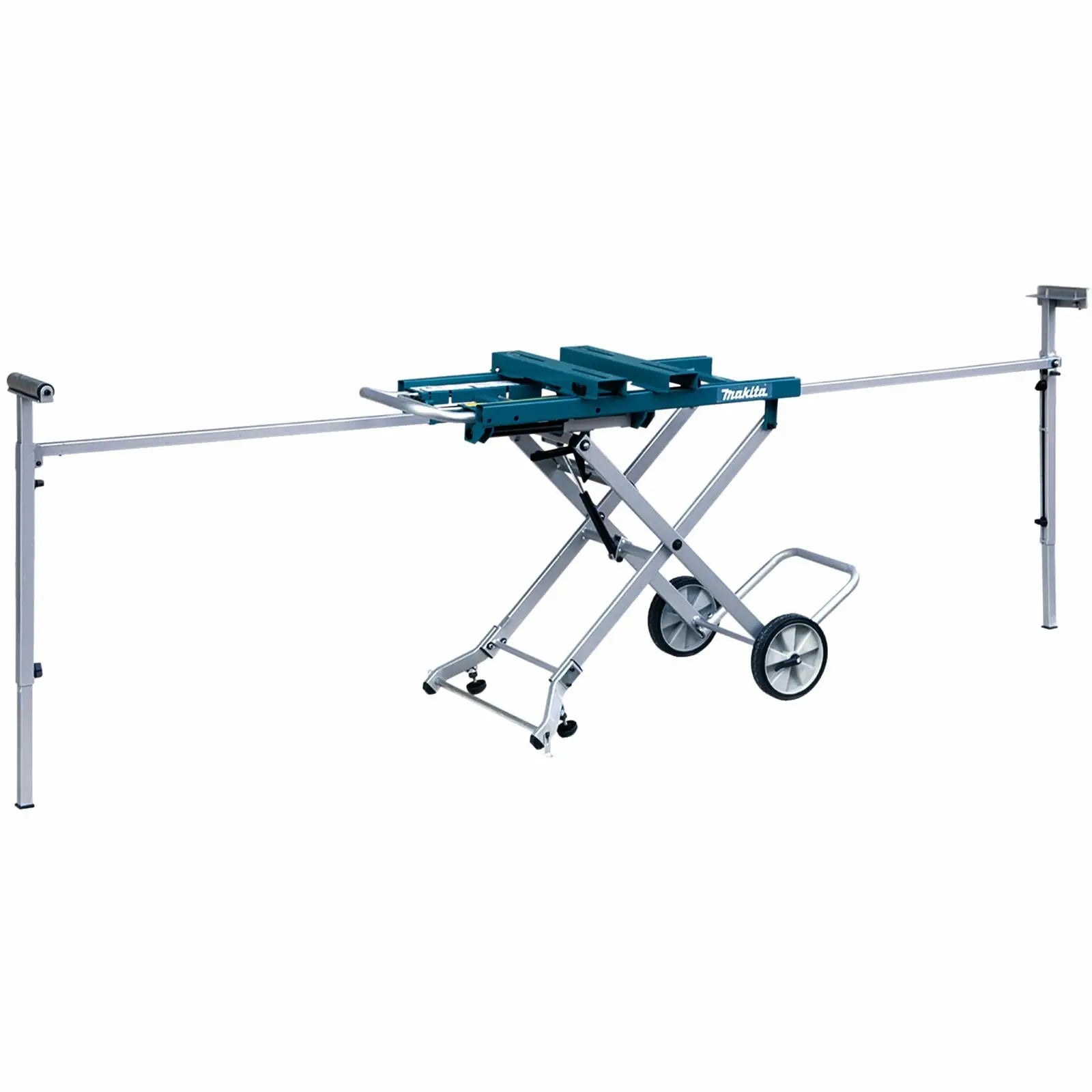 Makita Mitre Saw Stand Universal Folding Portable Table Top Wheels Slide Compound  White Rose Tools