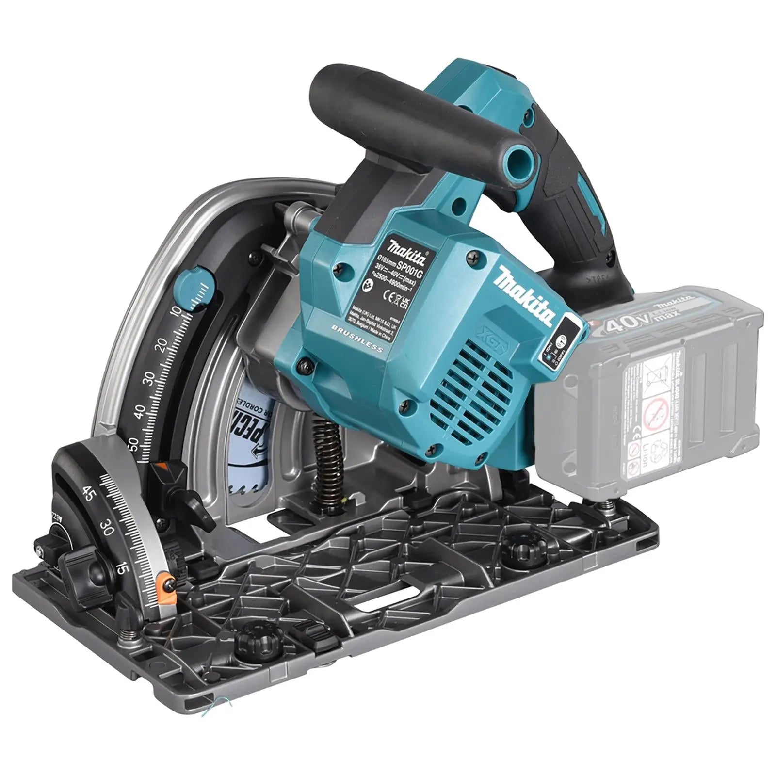 Makita Plunge Cut Circular Saw 165mm 40V Max XGT in MakPac Type 4 Case Body Only SP001GZ03  White Rose Tools