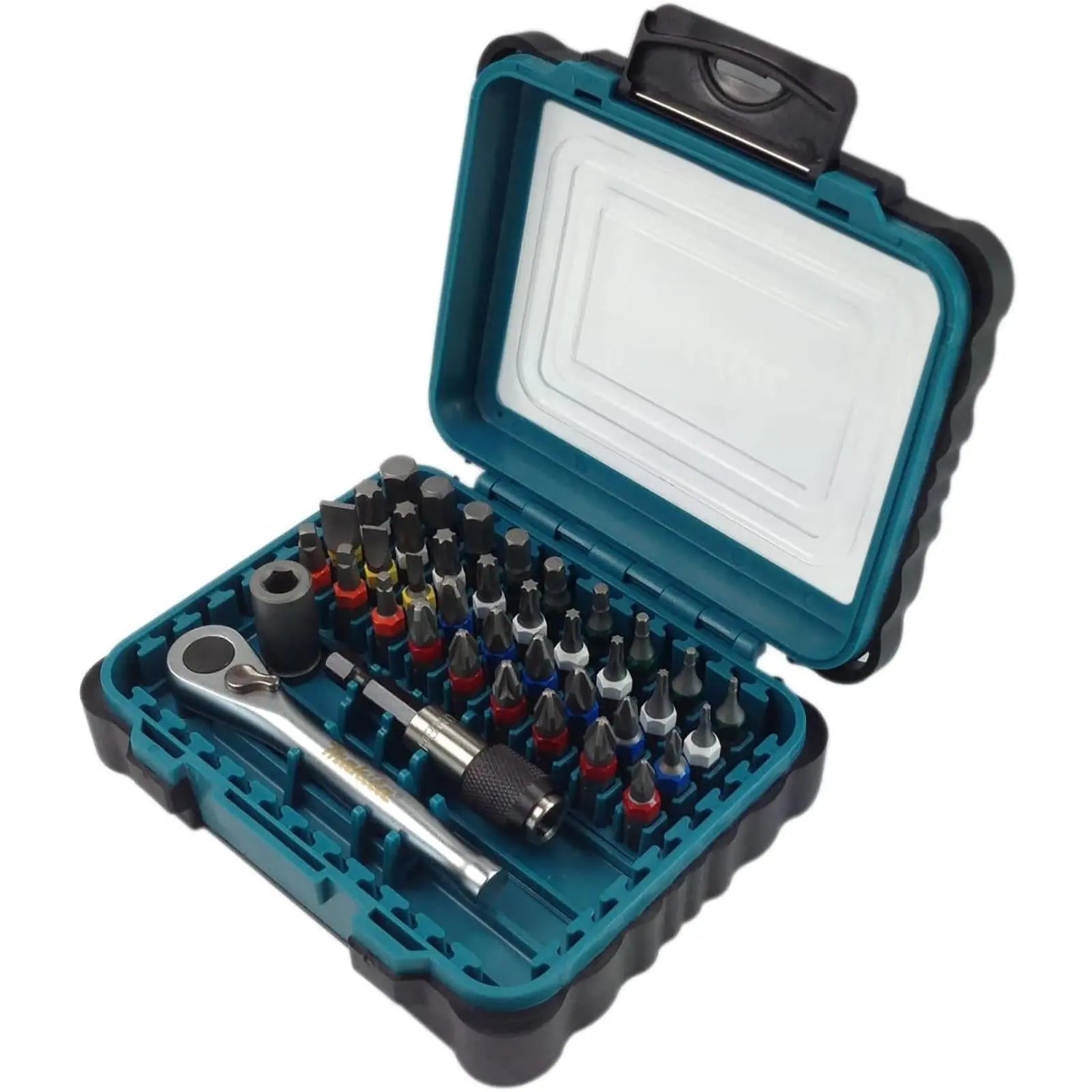 Makita Ratchet Screwdriver Bit Set Phillips Pozi Slotted Torx Hex Reverse 39pc  White Rose Tools
