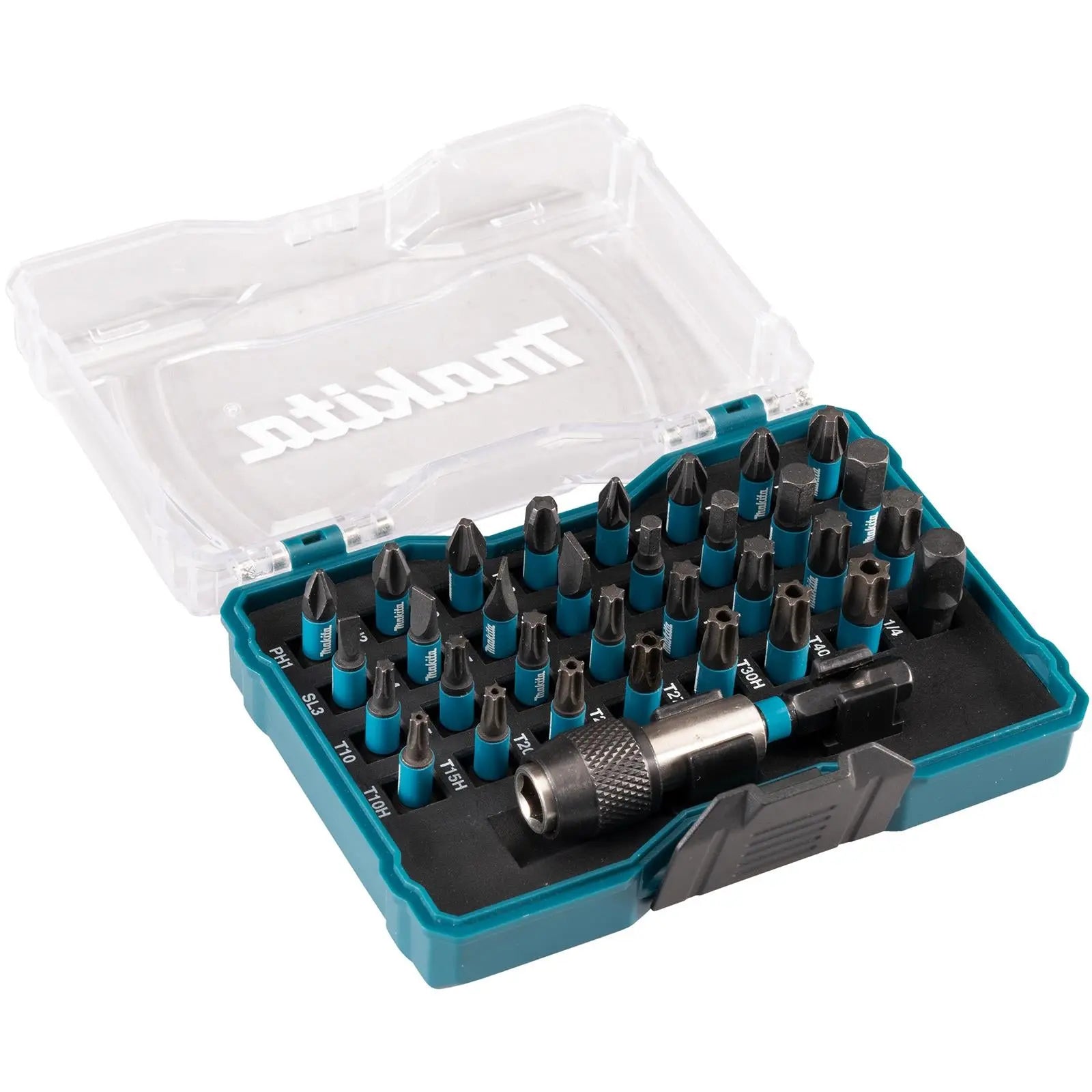 Makita Screwdriver Bit Set IMPACT BLACK with Bit Holder in Case 33 Piece E-12441  White Rose Tools