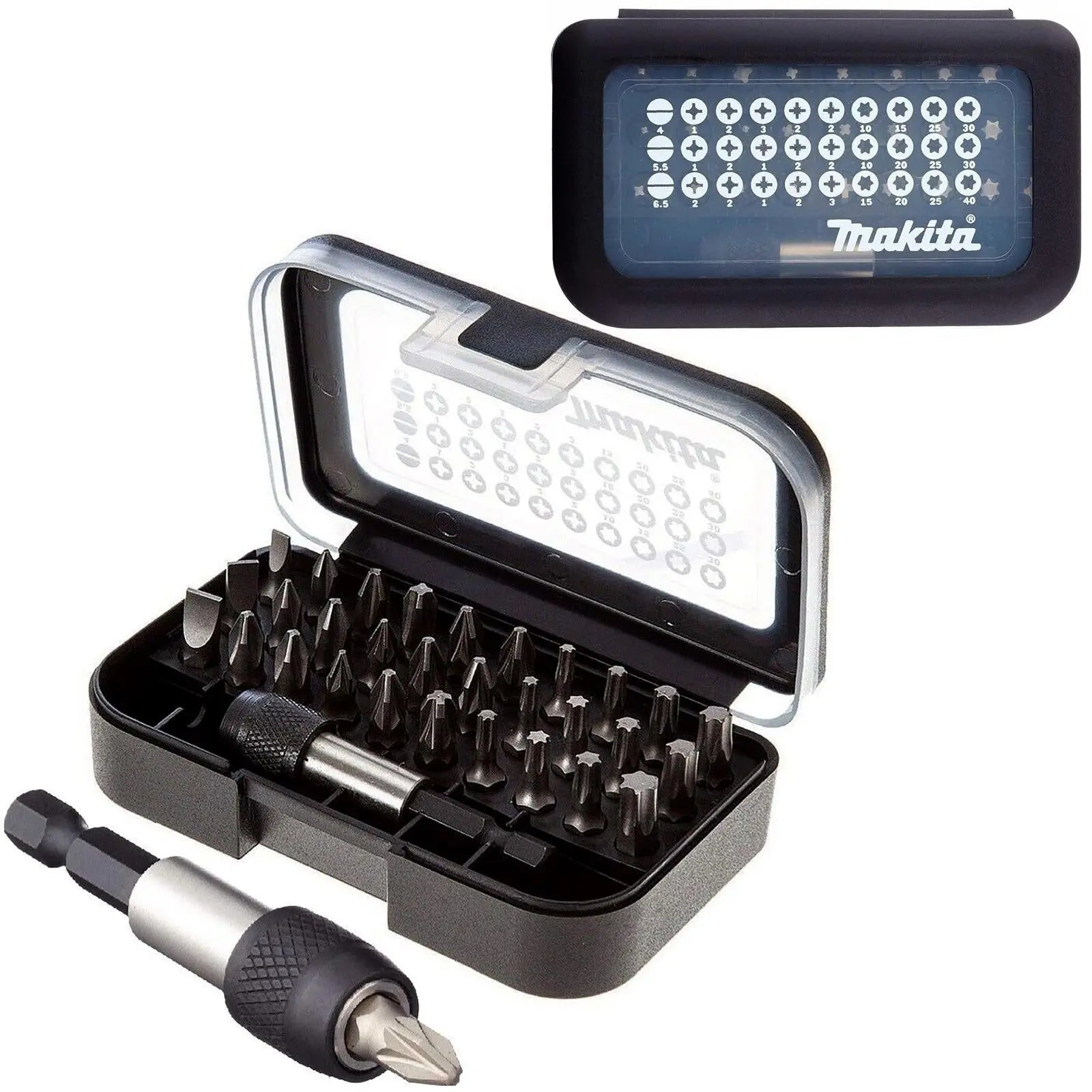 Makita Screwdriver Bit Set with Bit Holder in Case 31 Piece D-30667  White Rose Tools