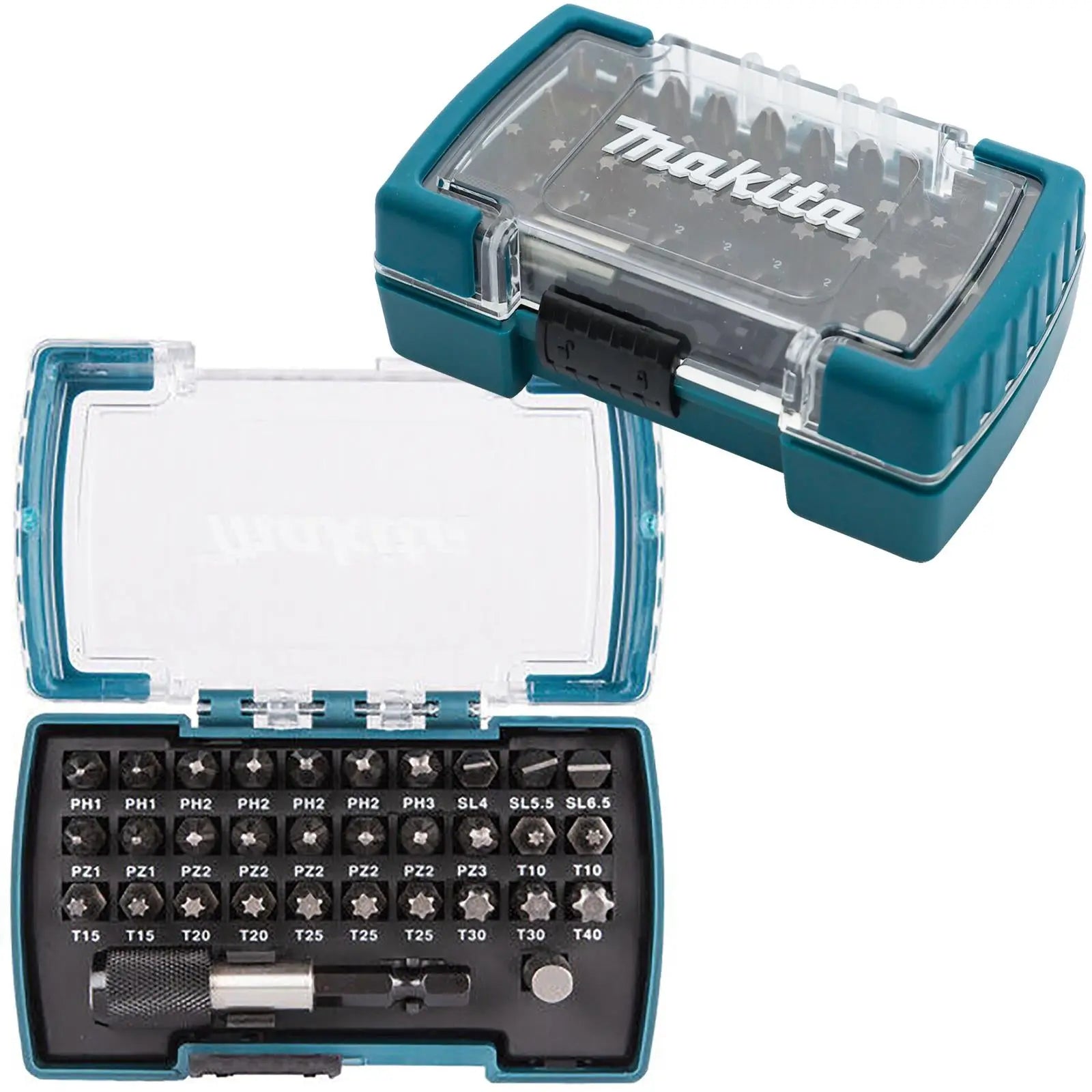 Makita Screwdriver Bit Set with Bit Holder in Case 32 Piece D-74762  White Rose Tools