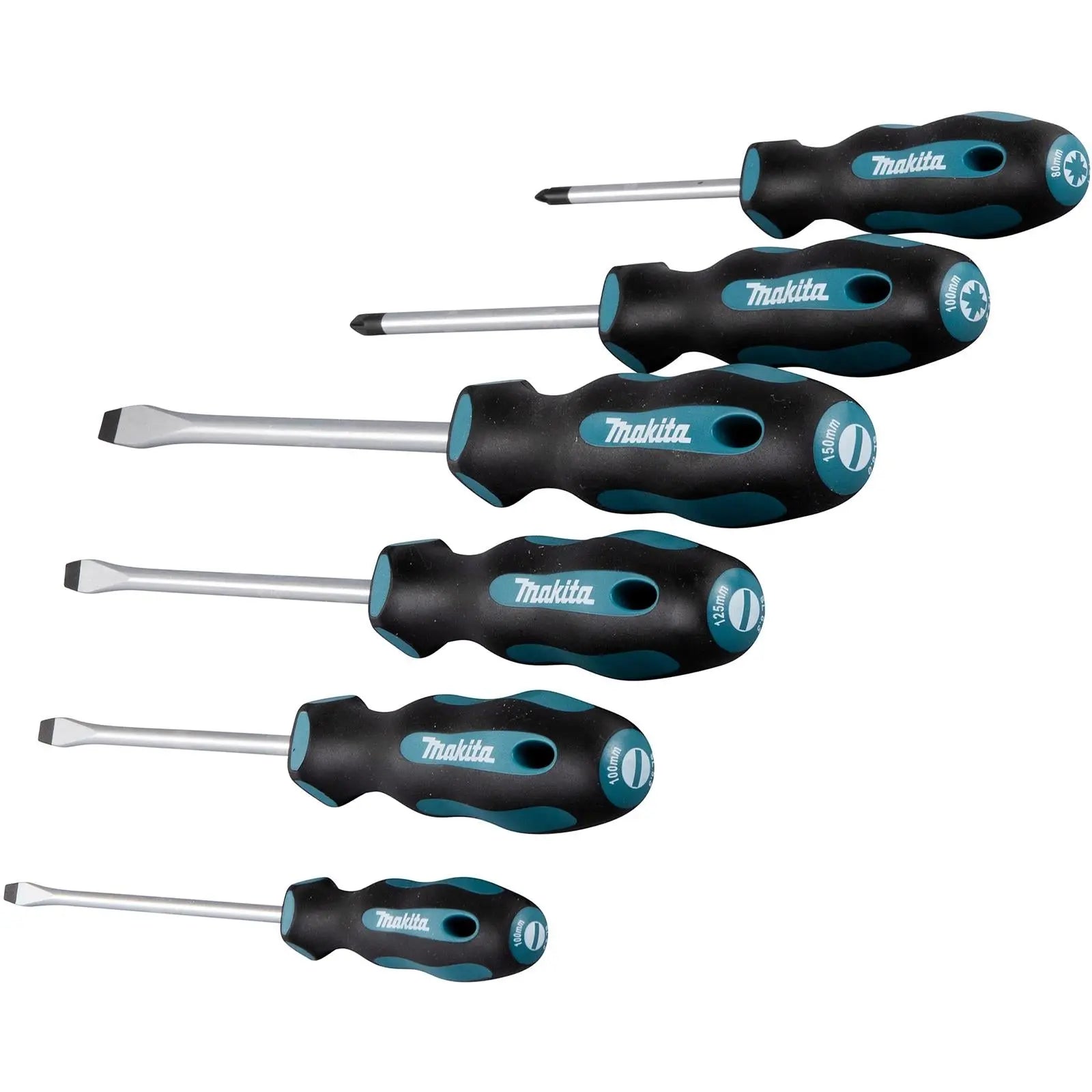 Makita Screwdriver Set Pozi Slotted PZ SL 100mm 6pc E-10512  White Rose Tools