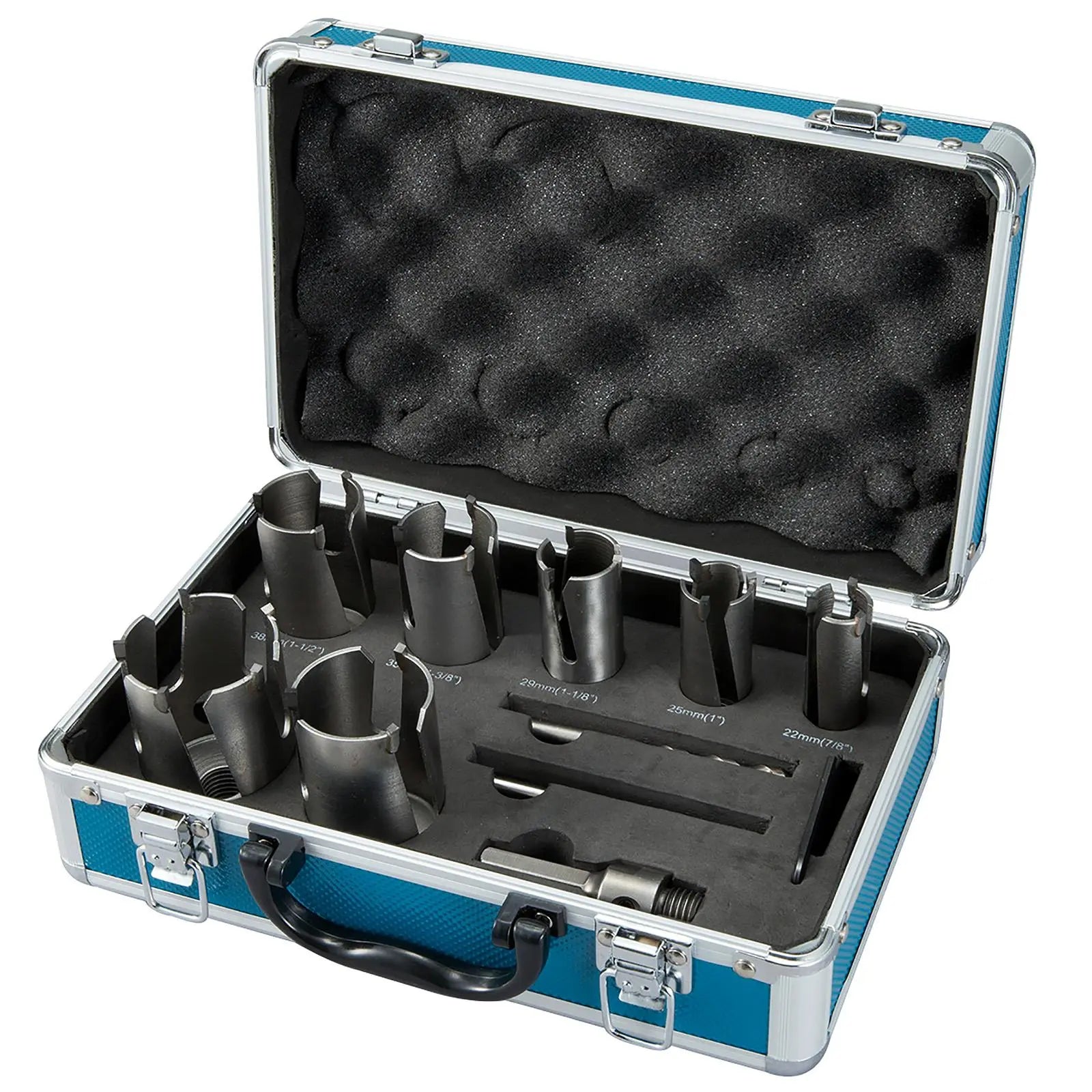 Makita TCT Holesaw Set 22-76mm Quick Release HSS Pilot Drill Metal Case  White Rose Tools