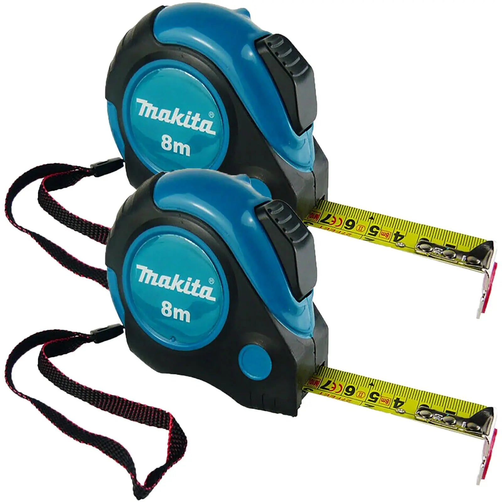 Makita Tape Measure 8m Metric Imperial Auto Lock Magnetic Hook End 2 Pack  White Rose Tools