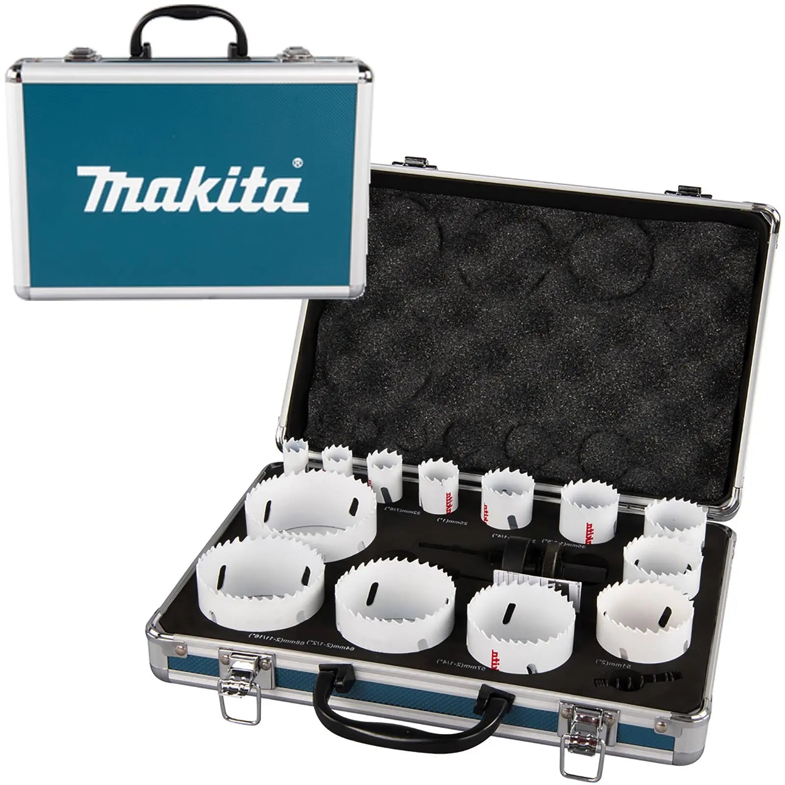 Makita Universal Holesaw Set in Aluminium Case 16 Pieces 16-76mm  White Rose Tools