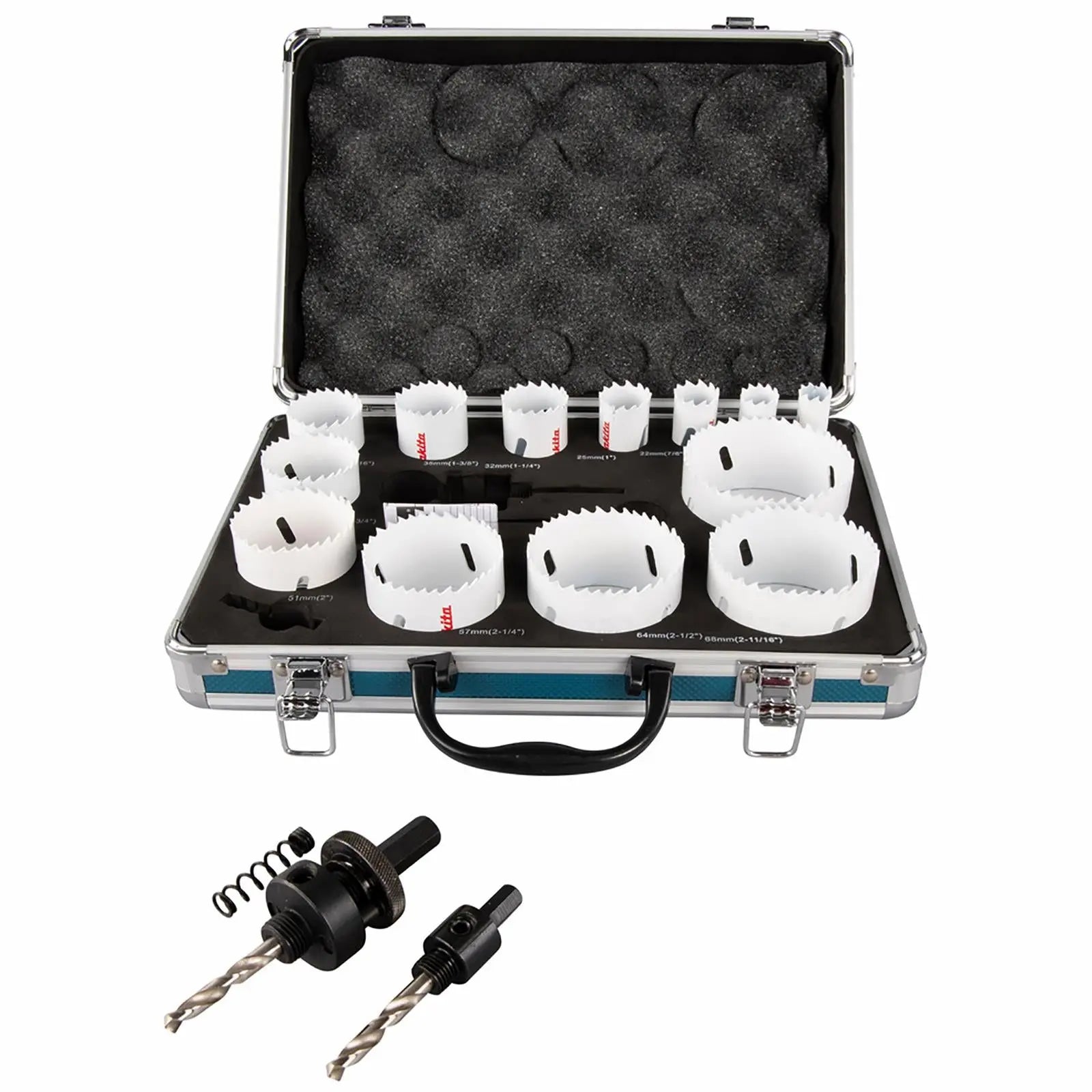 Makita Universal Holesaw Set in Aluminium Case 16 Pieces 16-76mm  White Rose Tools
