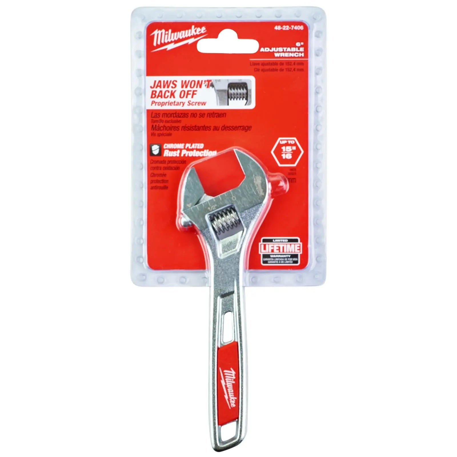 Milwaukee Adjustable Wrench 150mm Jaw Opening 24.5mm 