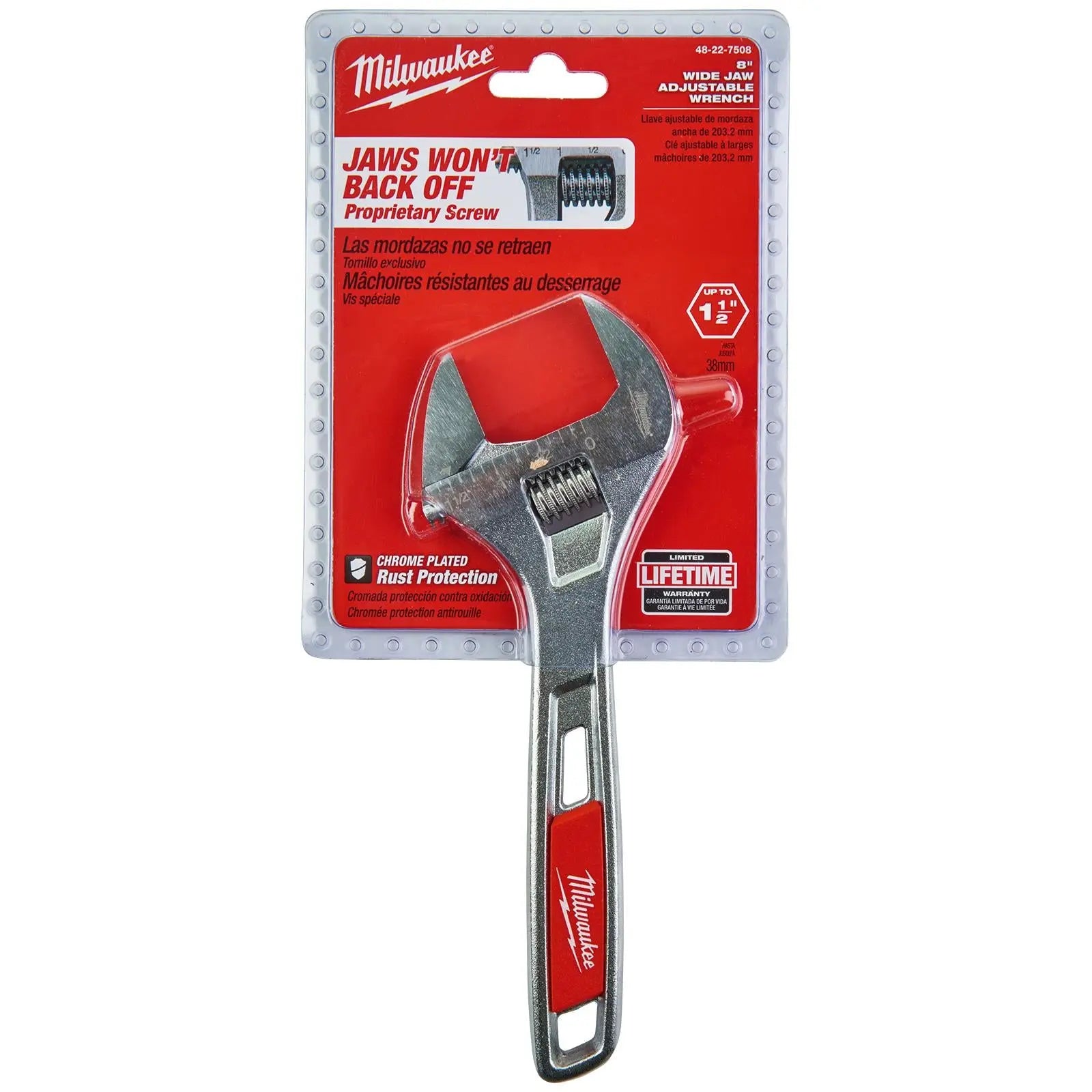 Milwaukee Adjustable Wrench Wide 200mm Jaw Opening 40mm 