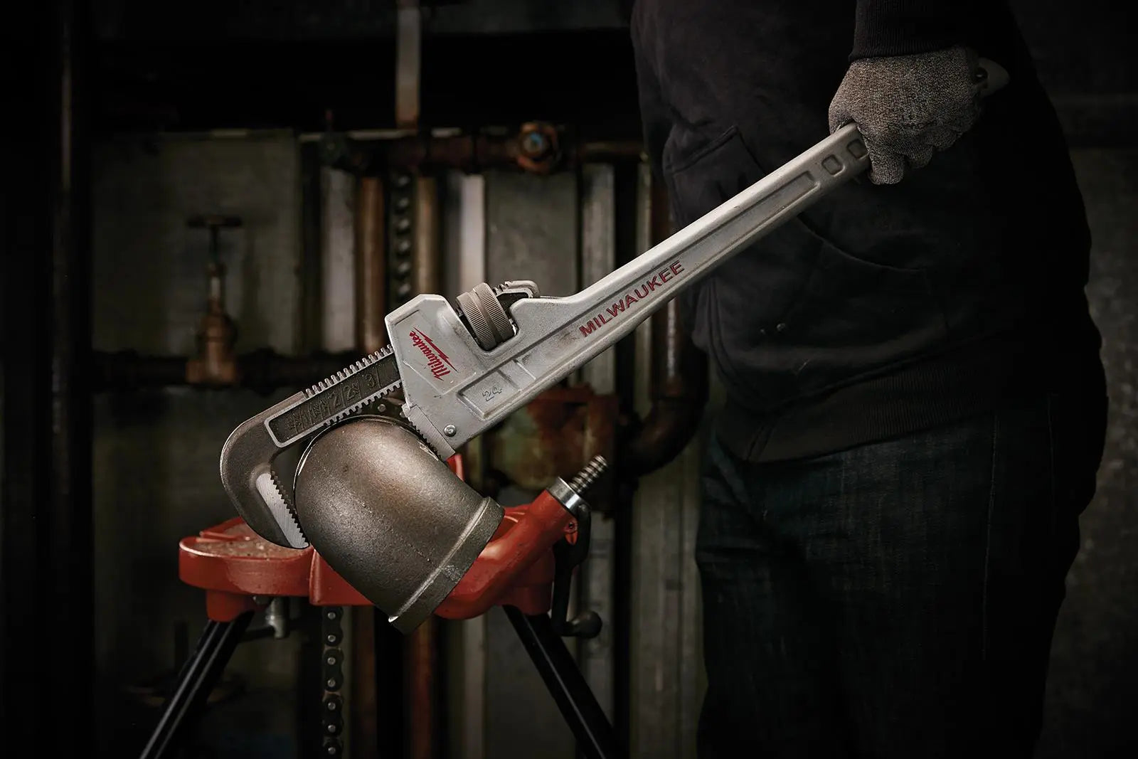 Milwaukee Aluminium Pipe Wrench 450mm 18in Jaw Capacity 63mm 