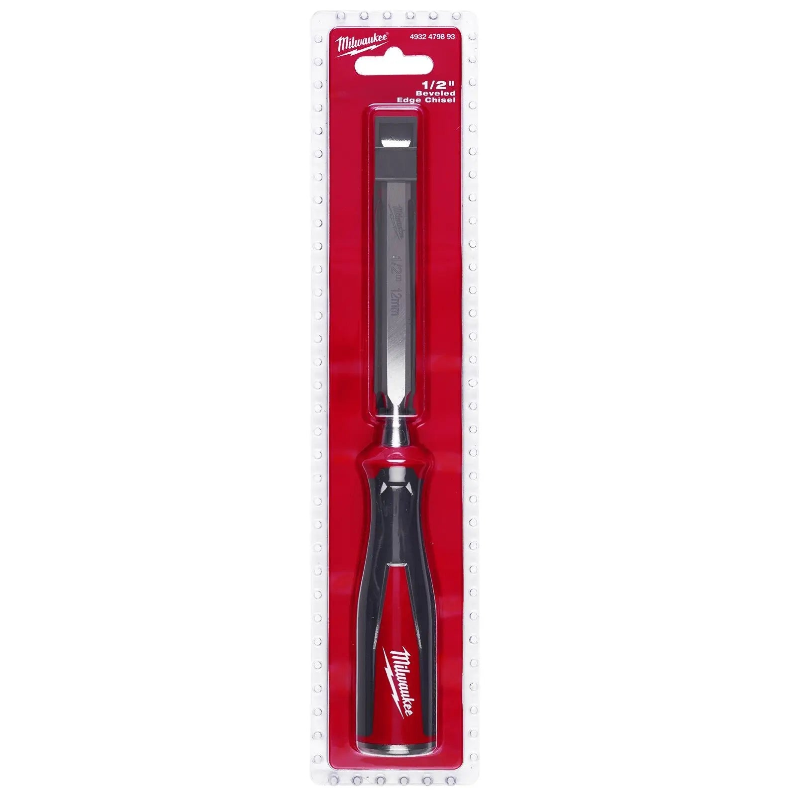 Milwaukee Beveled Edge Wood Chisel 12mm 1/2" All Metal Core with Striking Cap  White Rose Tools