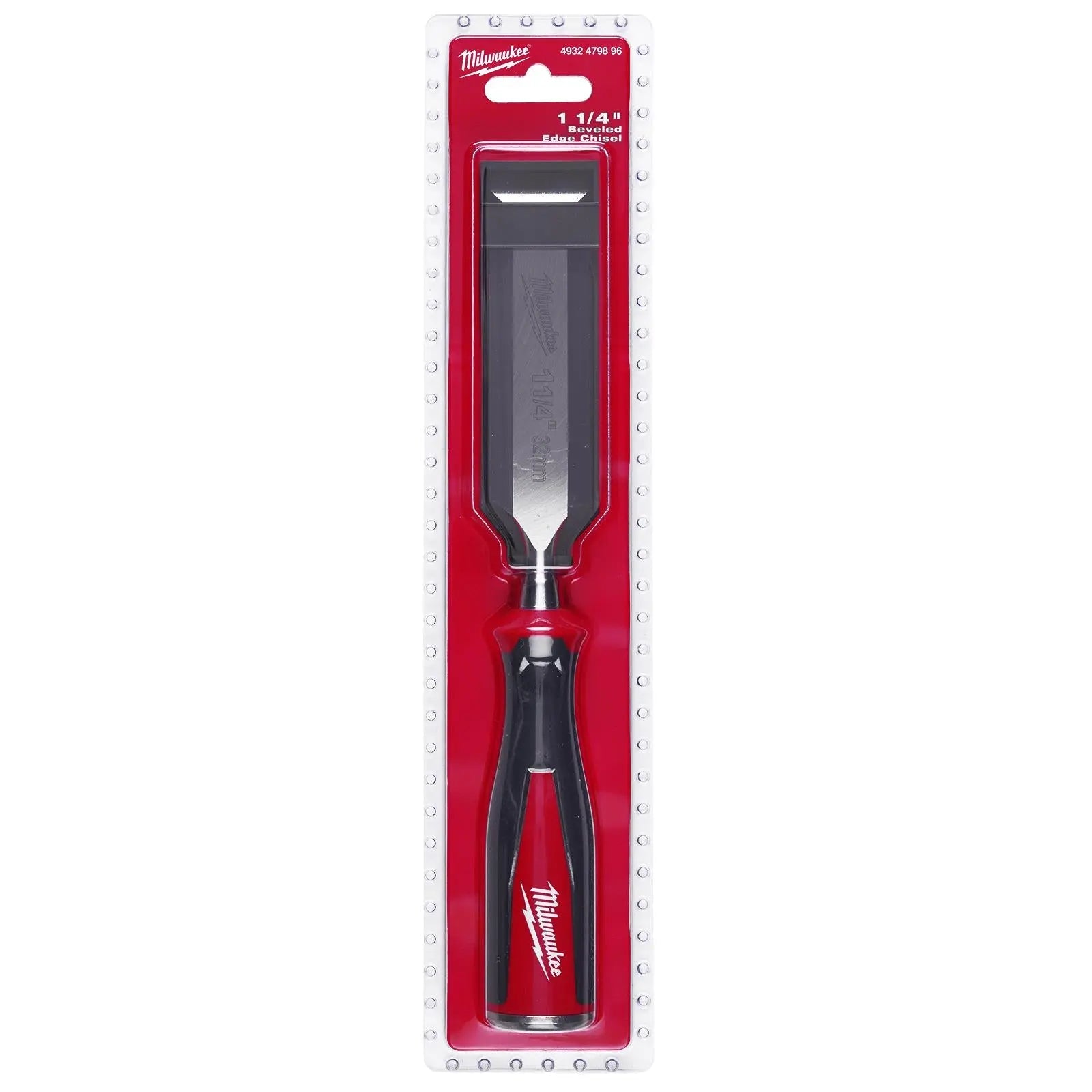 Milwaukee Beveled Edge Wood Chisel 32mm 1-1/4" All Metal Core with Striking Cap  White Rose Tools