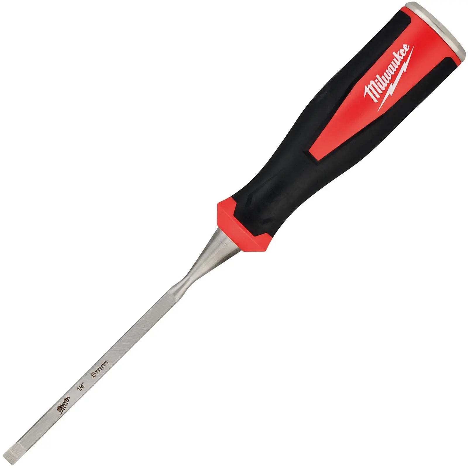 Milwaukee Beveled Edge Wood Chisel 6mm 1/4" All Metal Core with Striking Cap  White Rose Tools