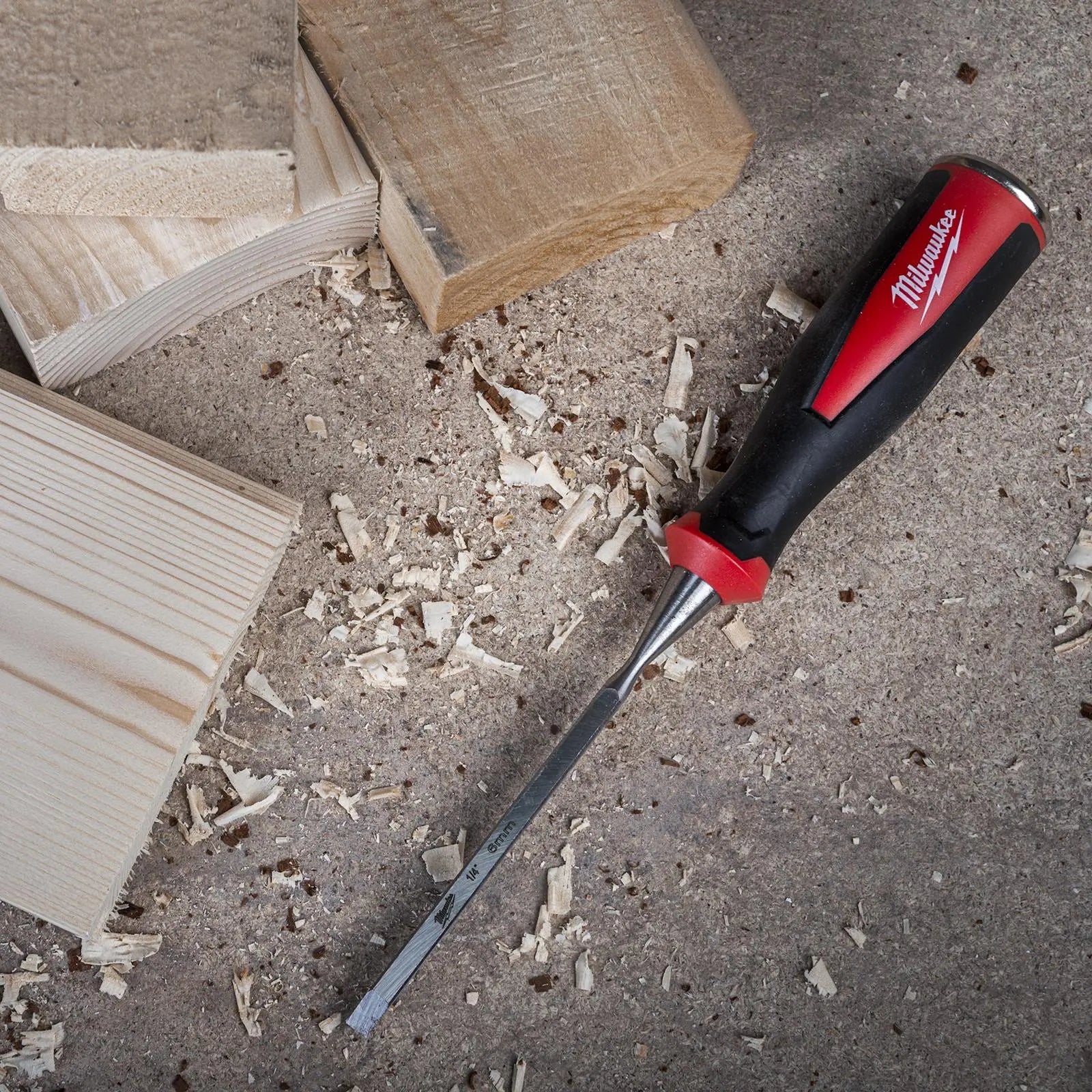 Milwaukee Beveled Edge Wood Chisel 6mm 1/4" All Metal Core with Striking Cap  White Rose Tools