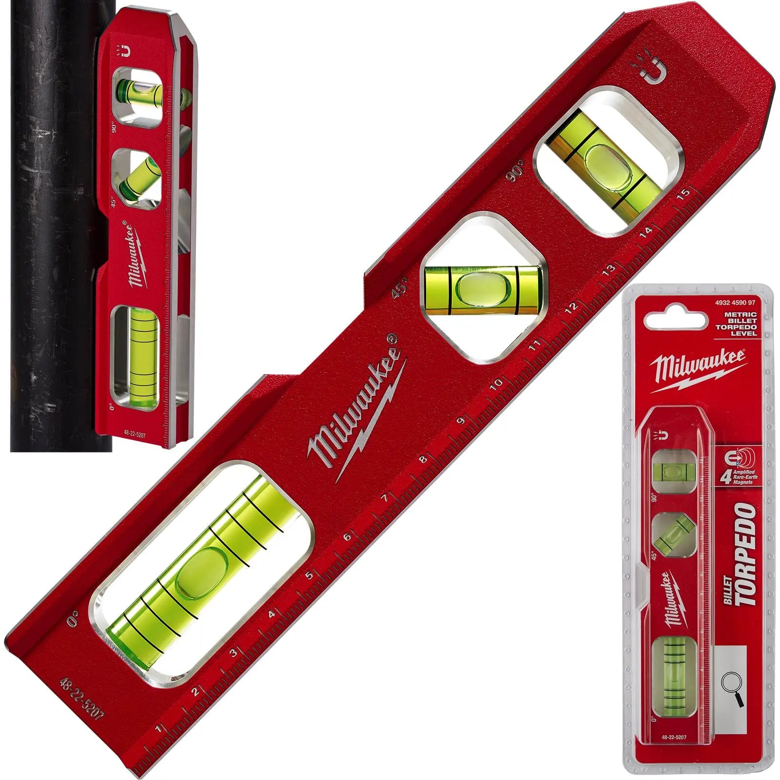 Milwaukee Billet Torpedo Spirit Level 17cm Magnetic 