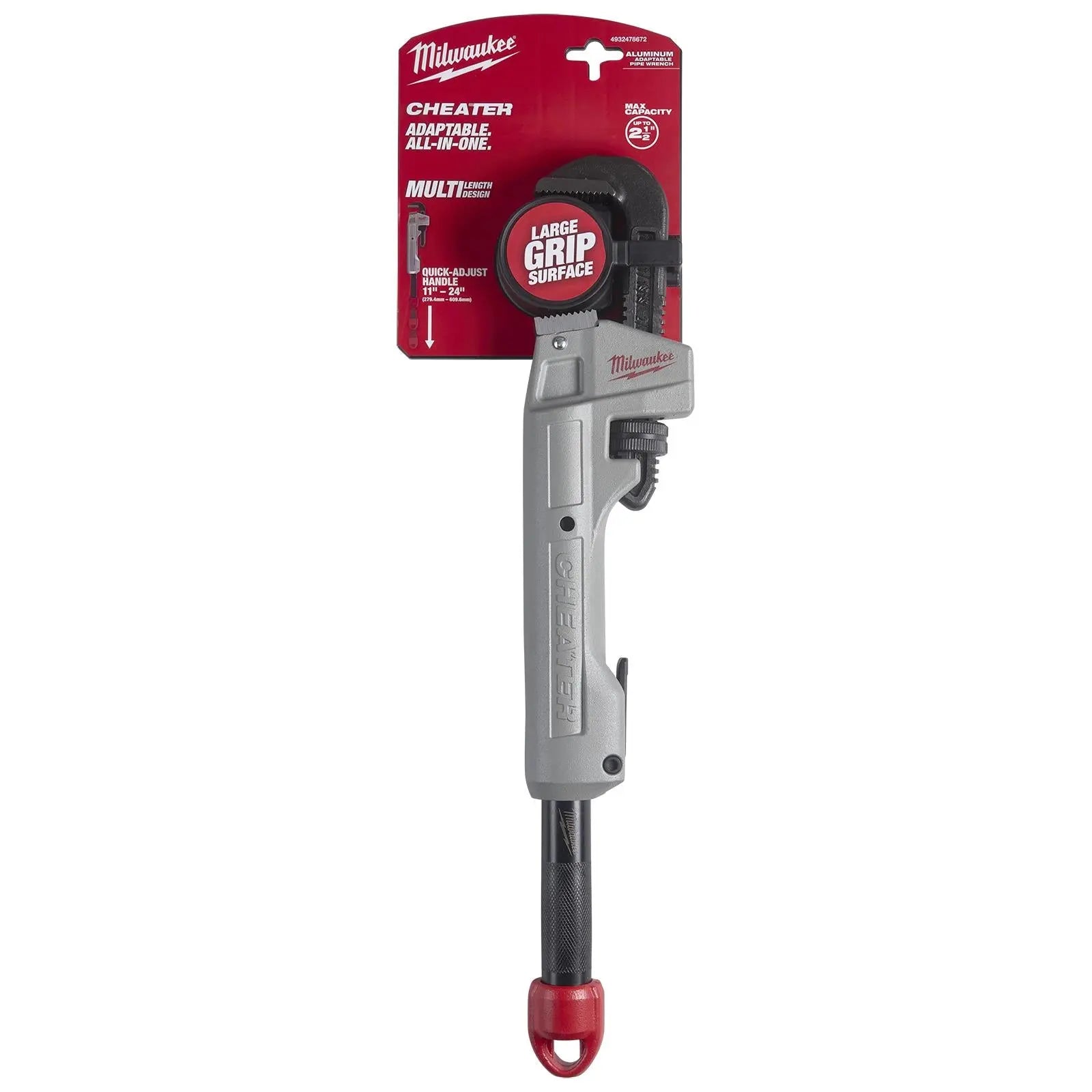 Milwaukee CHEATER Aluminium Adjustable Pipe Wrench 63mm Jaw 250-600mm 