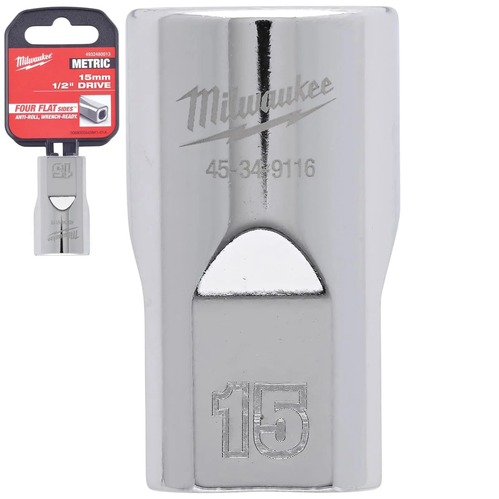 Milwaukee Chrome Socket 1/2" Drive Four Flat Sides Metric Standard 8-36mm Individual - Choose Size  White Rose Tools