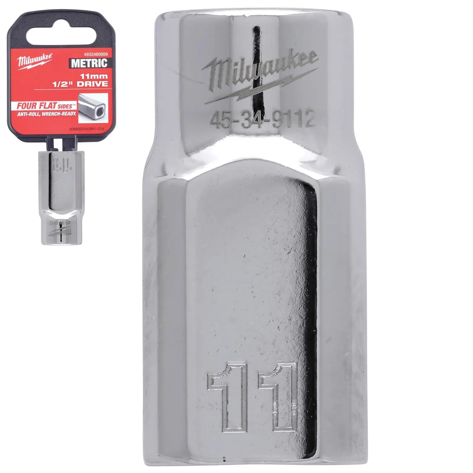 Milwaukee Chrome Socket 1/2" Drive Four Flat Sides Metric Standard 8-36mm Individual - Choose Size  White Rose Tools