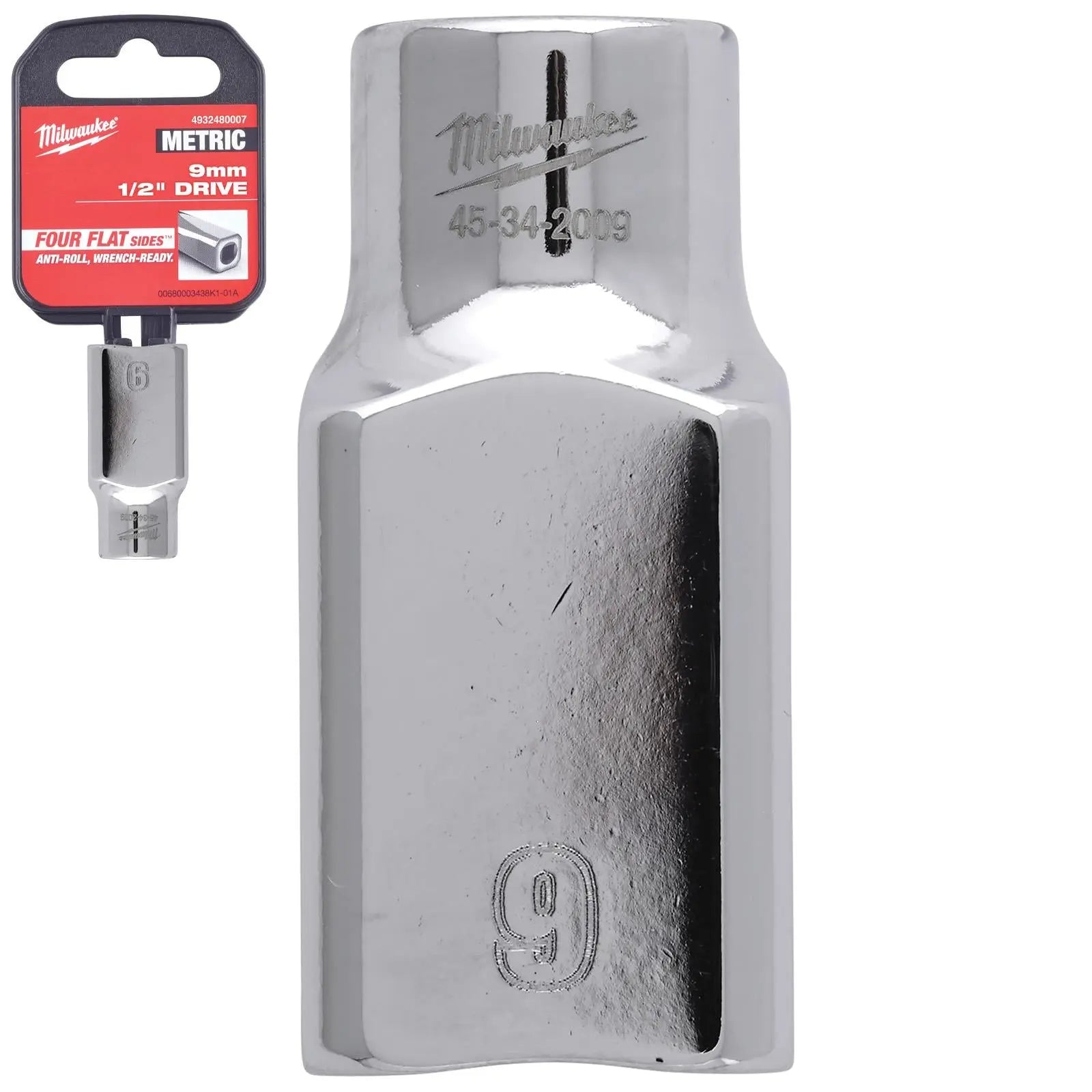 Milwaukee Chrome Socket 1/2" Drive Four Flat Sides Metric Standard 8-36mm Individual - Choose Size  White Rose Tools