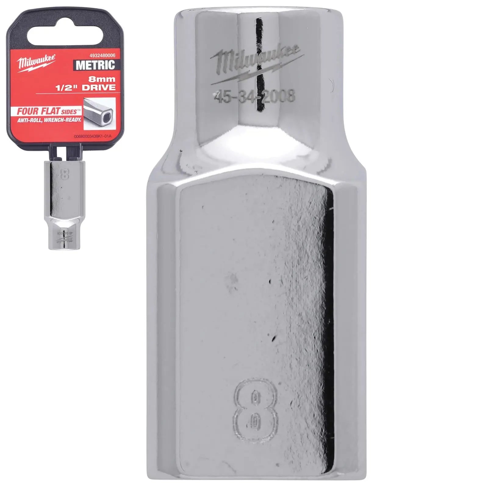 Milwaukee Chrome Socket 1/2" Drive Four Flat Sides Metric Standard 8-36mm Individual - Choose Size  White Rose Tools
