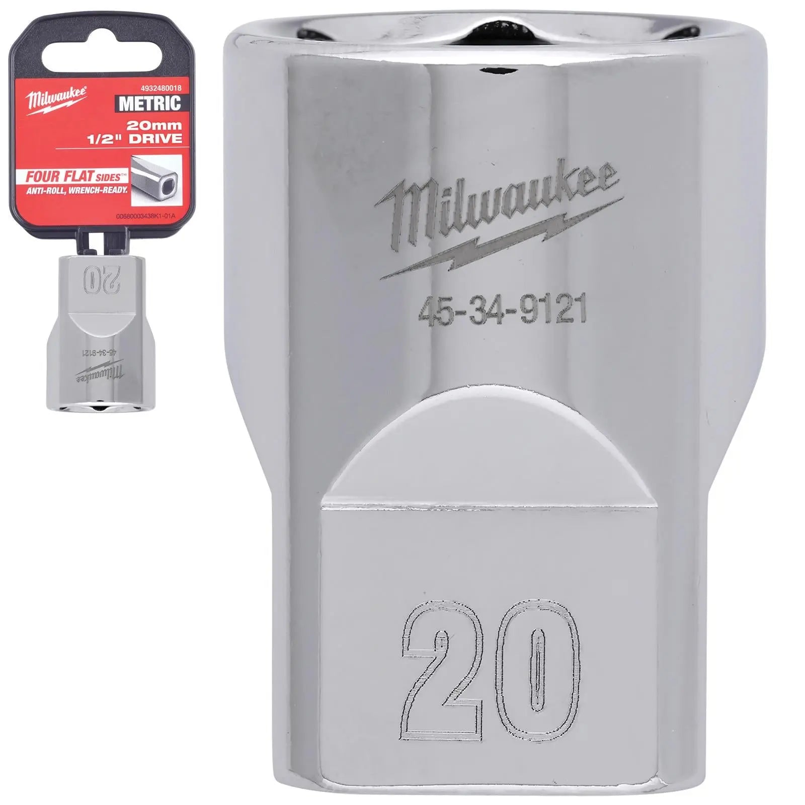 Milwaukee Chrome Socket 1/2" Drive Four Flat Sides Metric Standard 8-36mm Individual - Choose Size  White Rose Tools