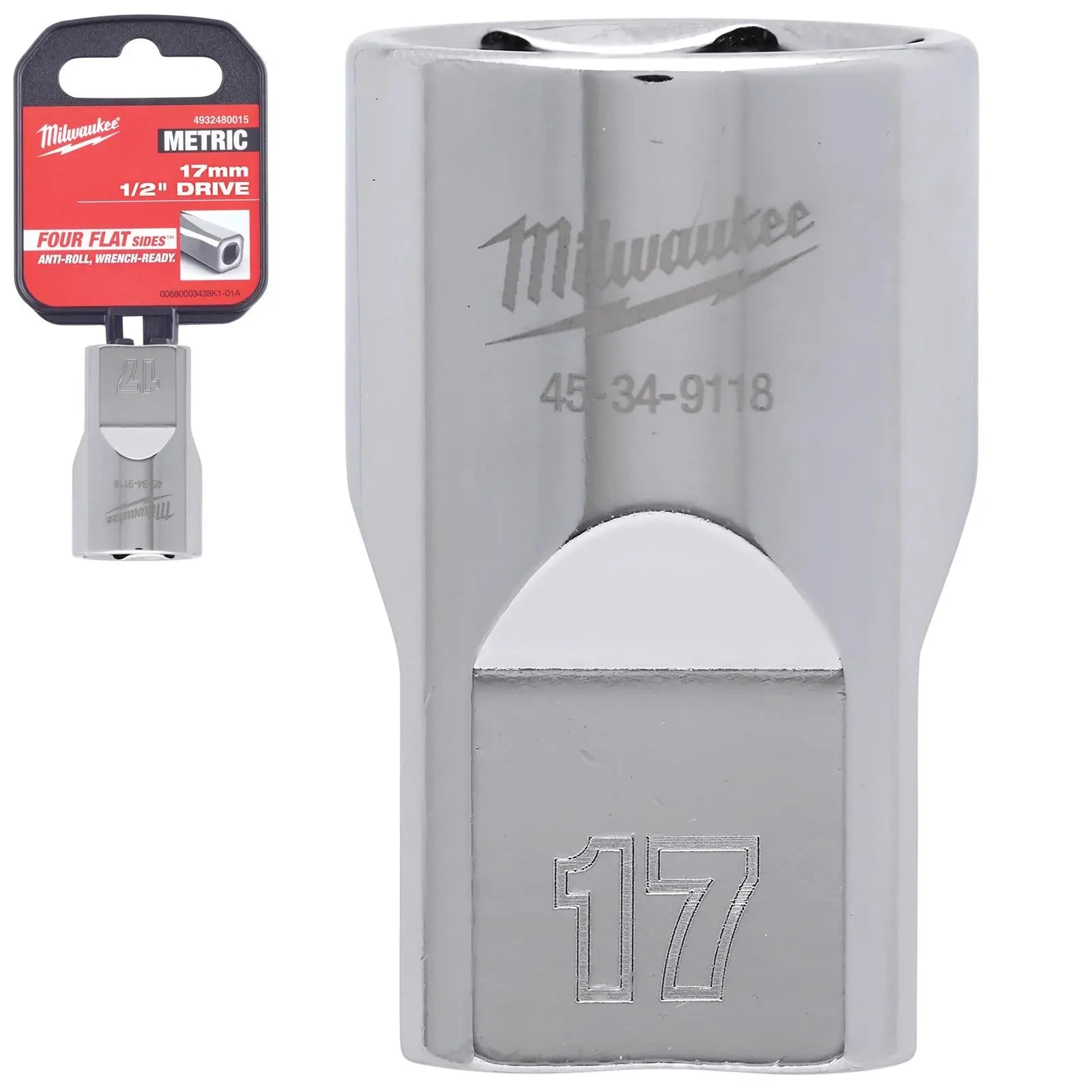 Milwaukee Chrome Socket 1/2" Drive Four Flat Sides Metric Standard 8-36mm Individual - Choose Size  White Rose Tools
