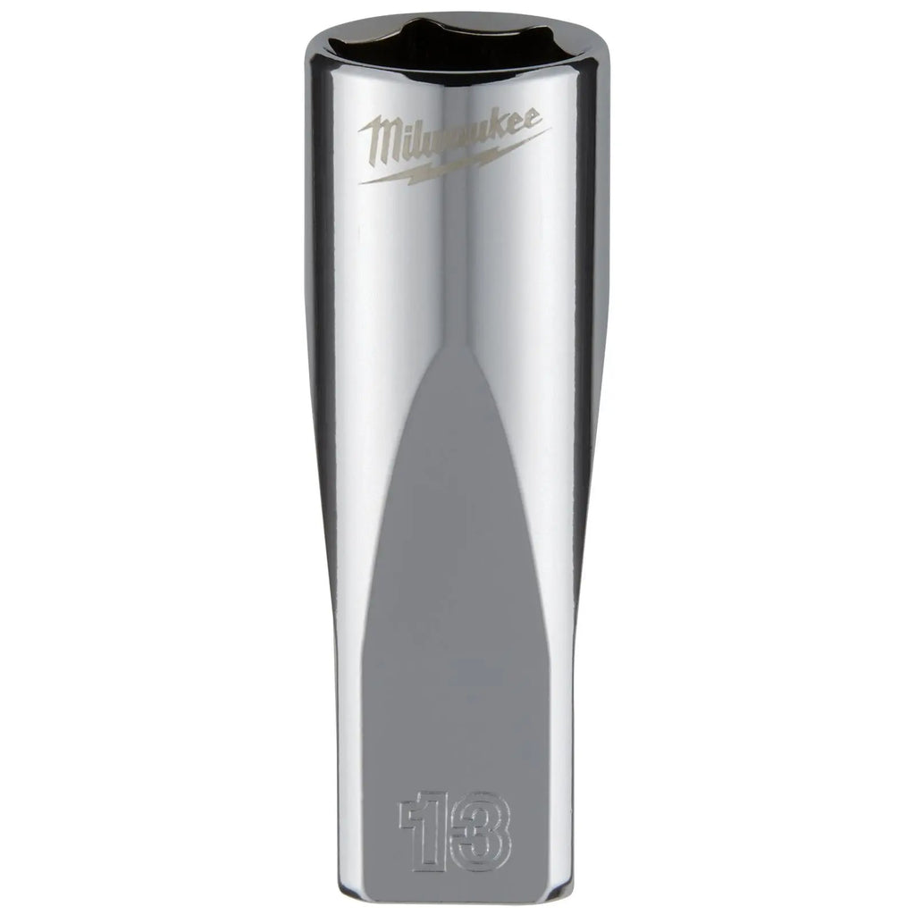 Milwaukee Chrome Socket 1/4" Drive Four Flat Sides Metric Deep 4-15mm Individual  White Rose Tools