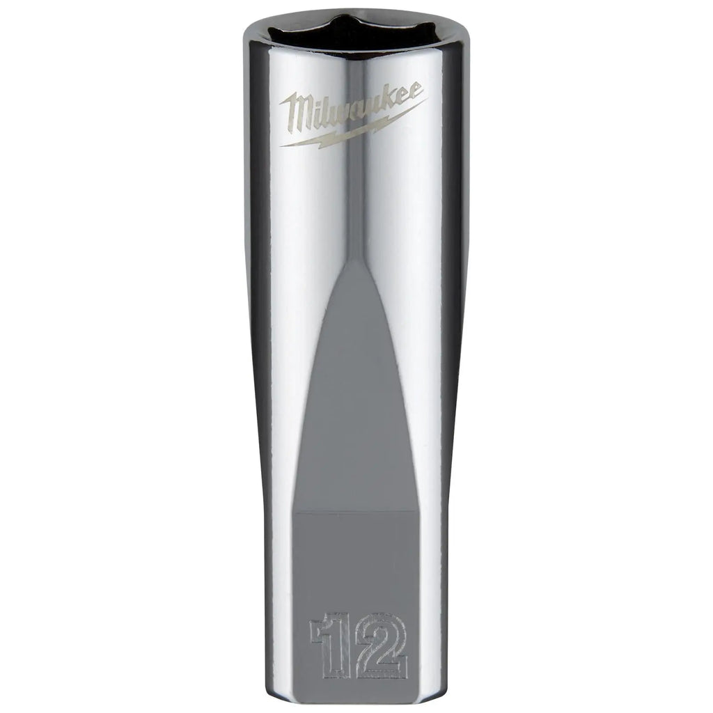 Milwaukee Chrome Socket 1/4" Drive Four Flat Sides Metric Deep 4-15mm Individual  White Rose Tools