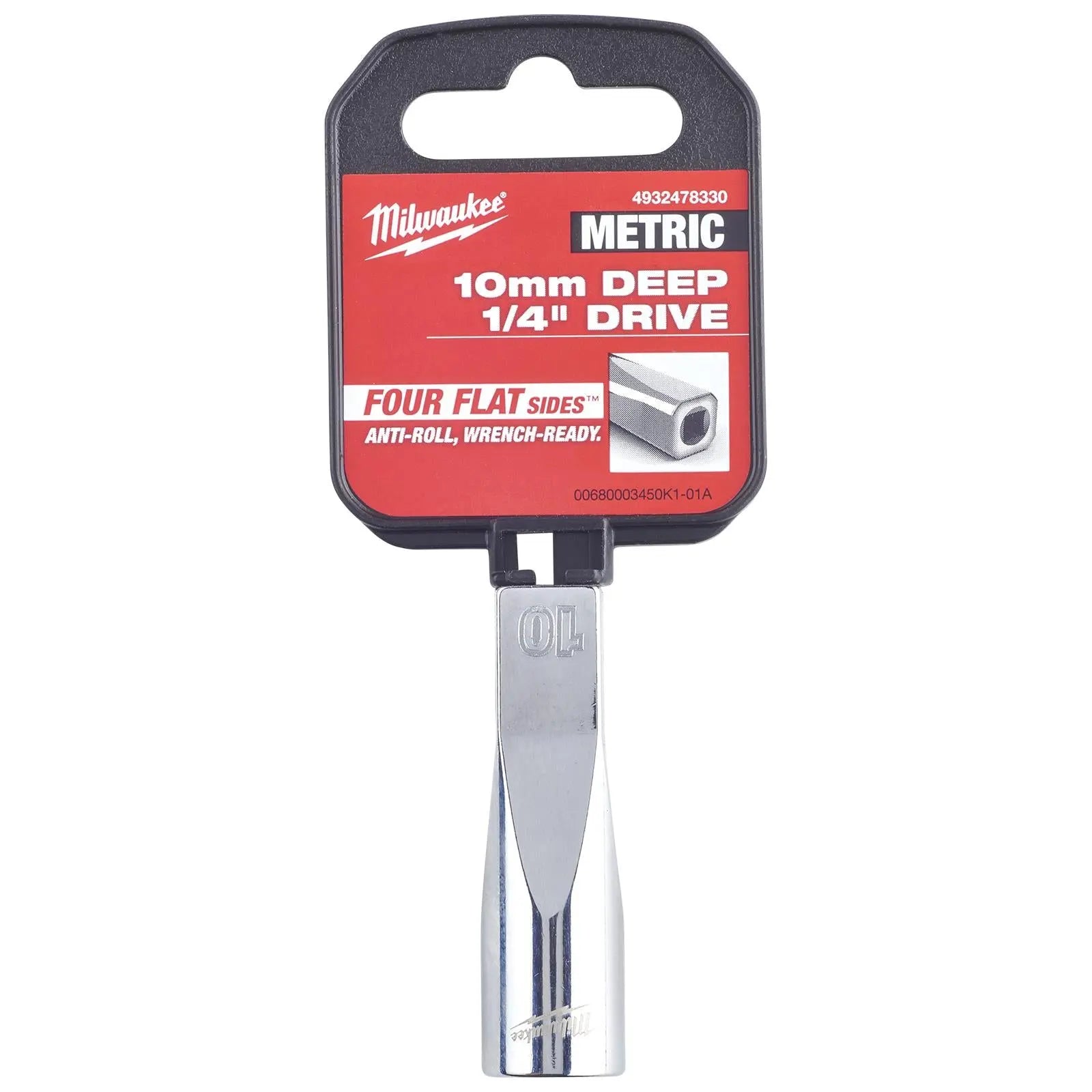 Milwaukee Chrome Socket 1/4" Drive Four Flat Sides Metric Deep 4-15mm Individual  White Rose Tools