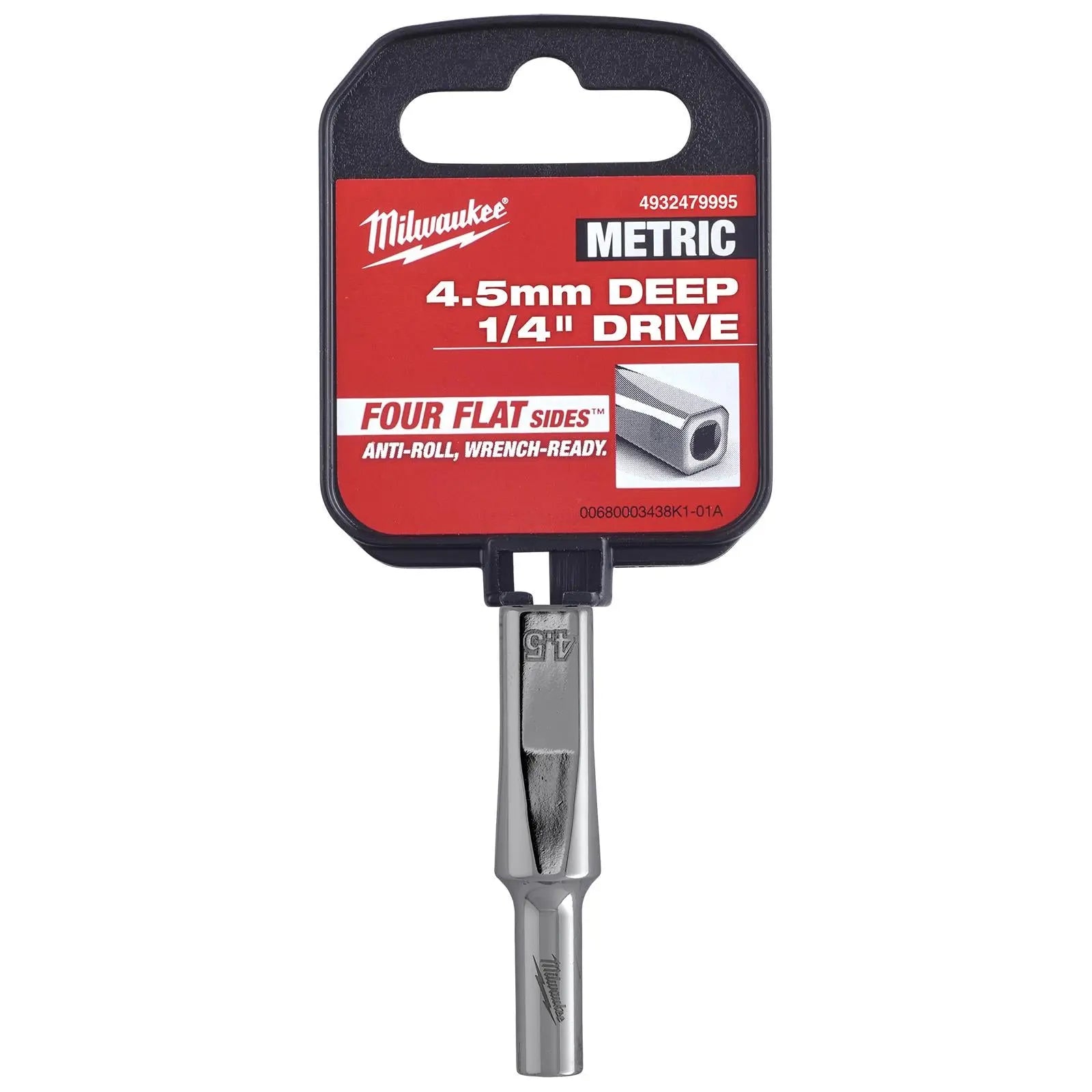 Milwaukee Chrome Socket 1/4" Drive Four Flat Sides Metric Deep 4-15mm Individual  White Rose Tools