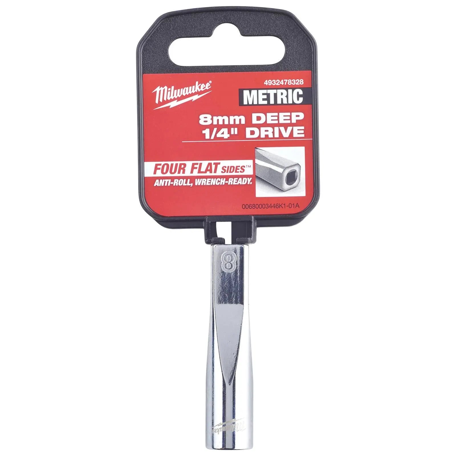 Milwaukee Chrome Socket 1/4" Drive Four Flat Sides Metric Deep 4-15mm Individual  White Rose Tools