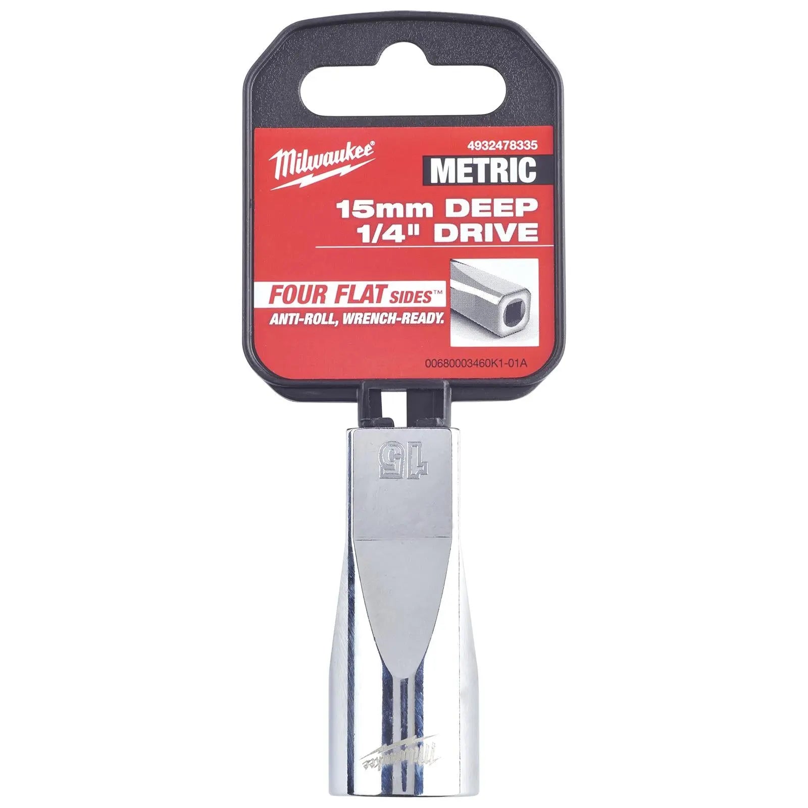 Milwaukee Chrome Socket 1/4" Drive Four Flat Sides Metric Deep 4-15mm Individual  White Rose Tools