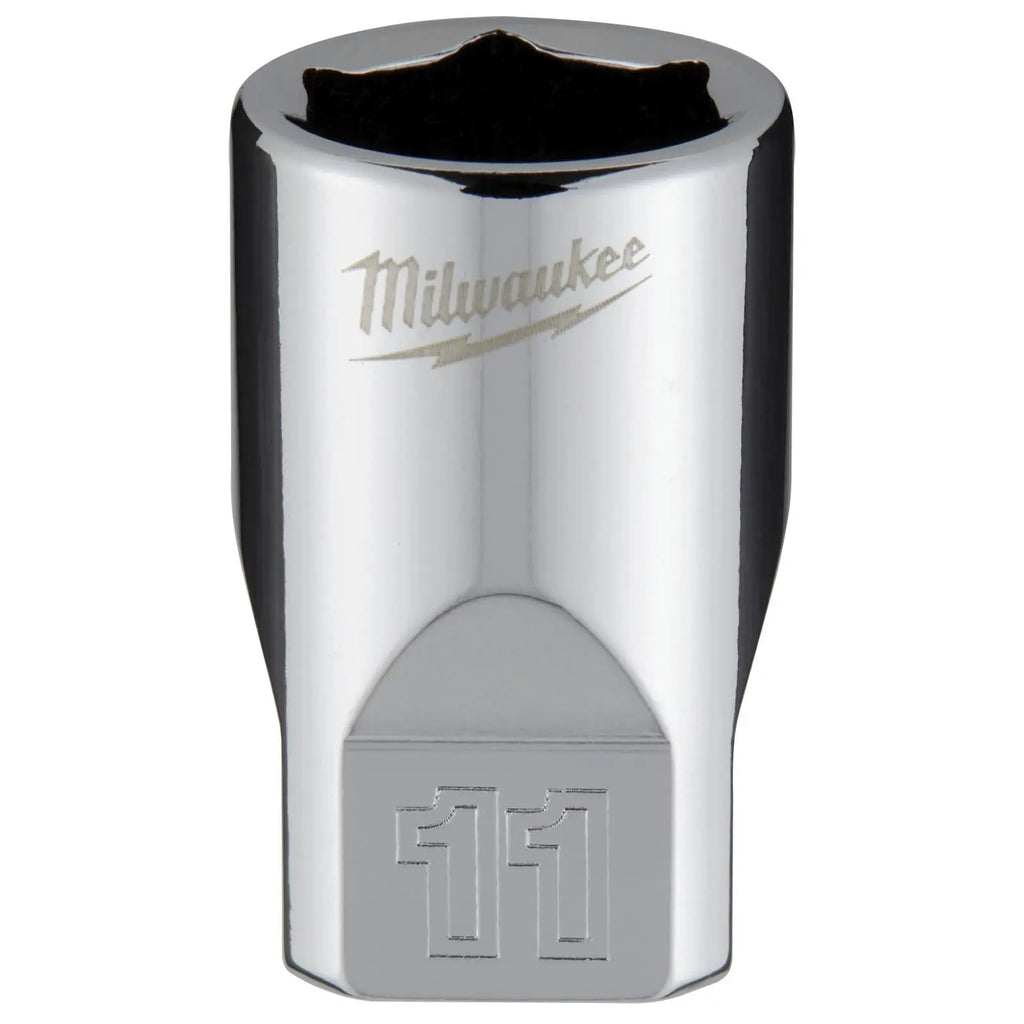 Milwaukee Chrome Socket 1/4" Drive Four Flat Sides Metric Standard 4-15mm Individual  White Rose Tools