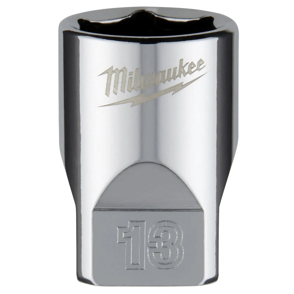 Milwaukee Chrome Socket 1/4" Drive Four Flat Sides Metric Standard 4-15mm Individual  White Rose Tools