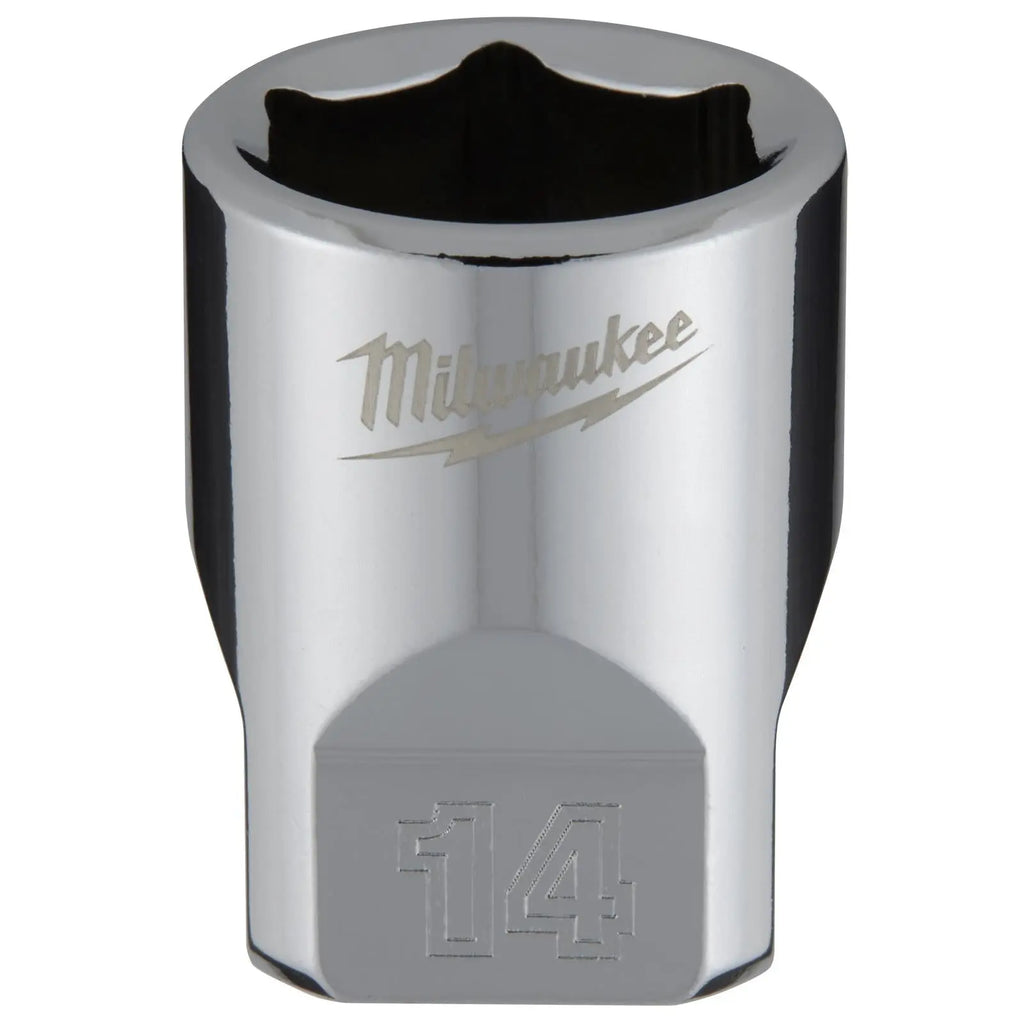 Milwaukee Chrome Socket 1/4" Drive Four Flat Sides Metric Standard 4-15mm Individual  White Rose Tools